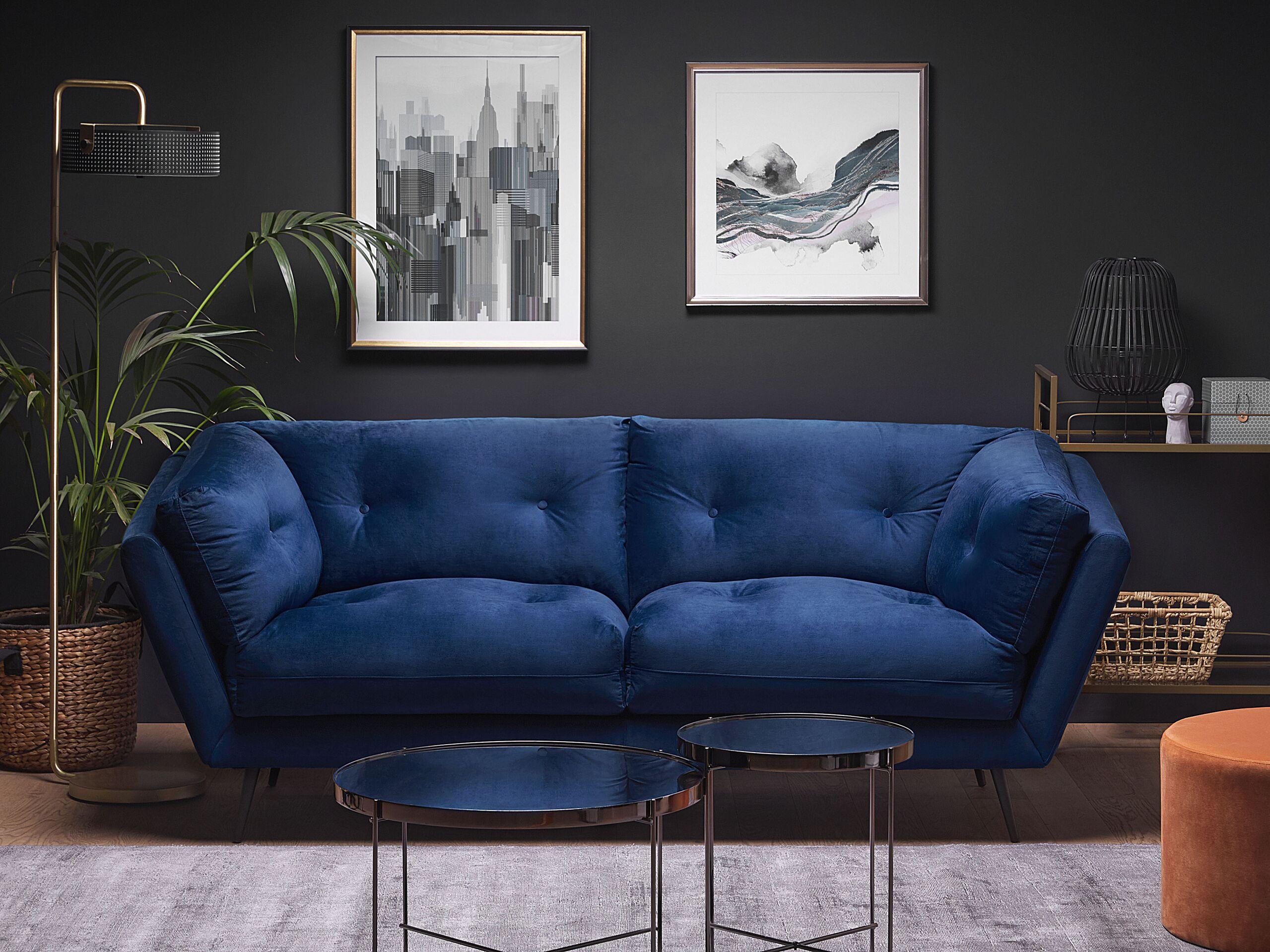 Beliani 3 Sitzer Sofa aus Samtstoff Retro LENVIK