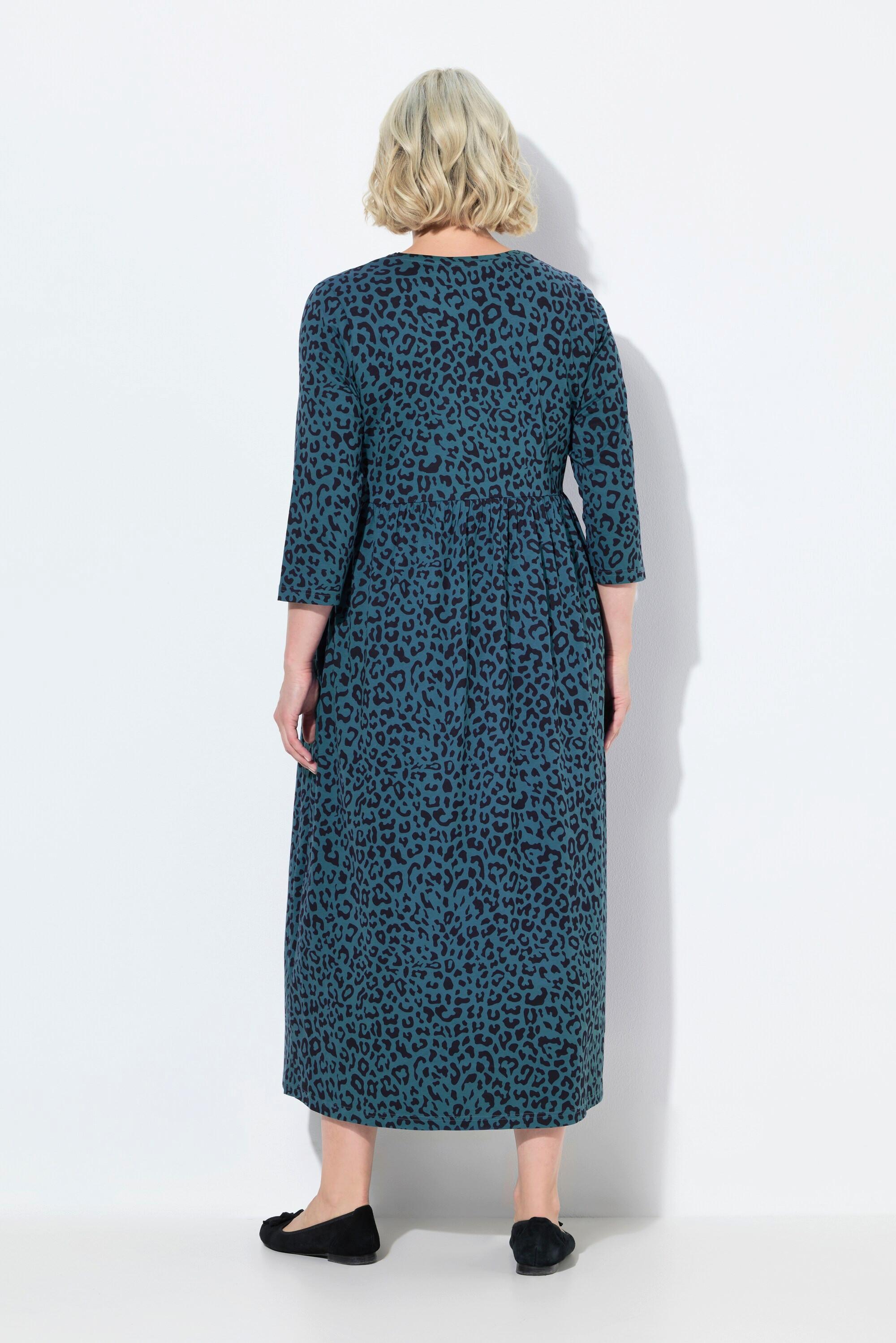 Ulla Popken Jerseykleid A-Linie Tunika-Ausschnitt 3/4-Arm mit Taschen