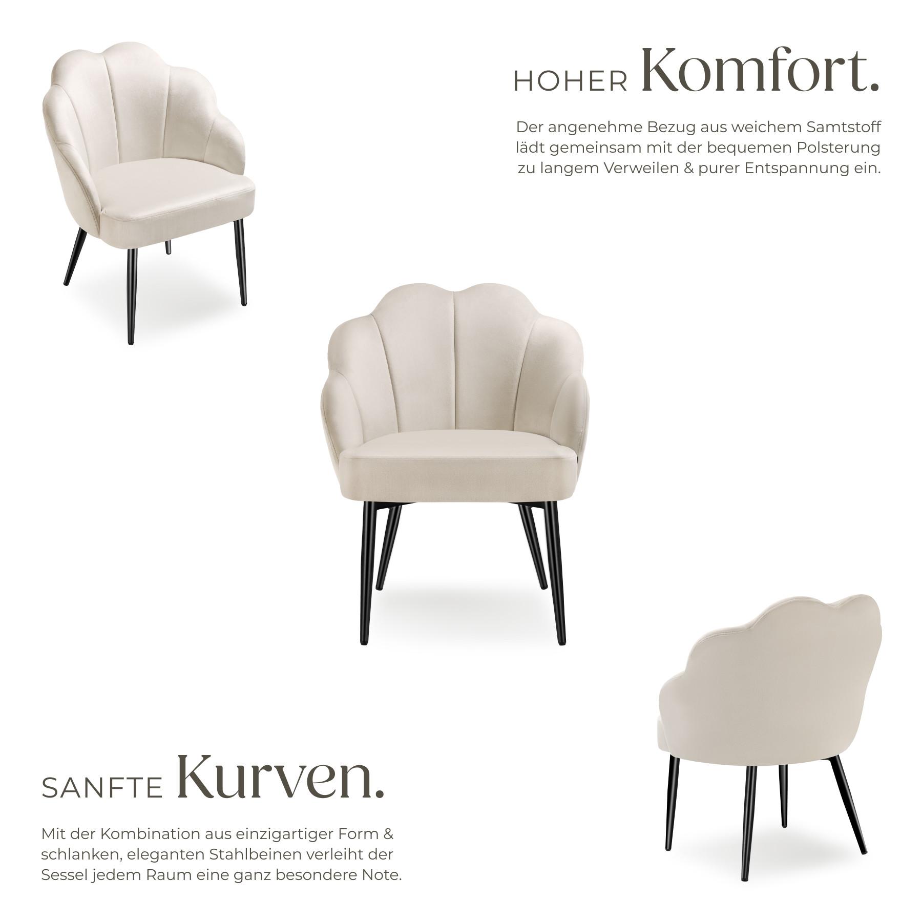 Tectake Cocktailsessel Hellen, gepolstert mit Samtbezug