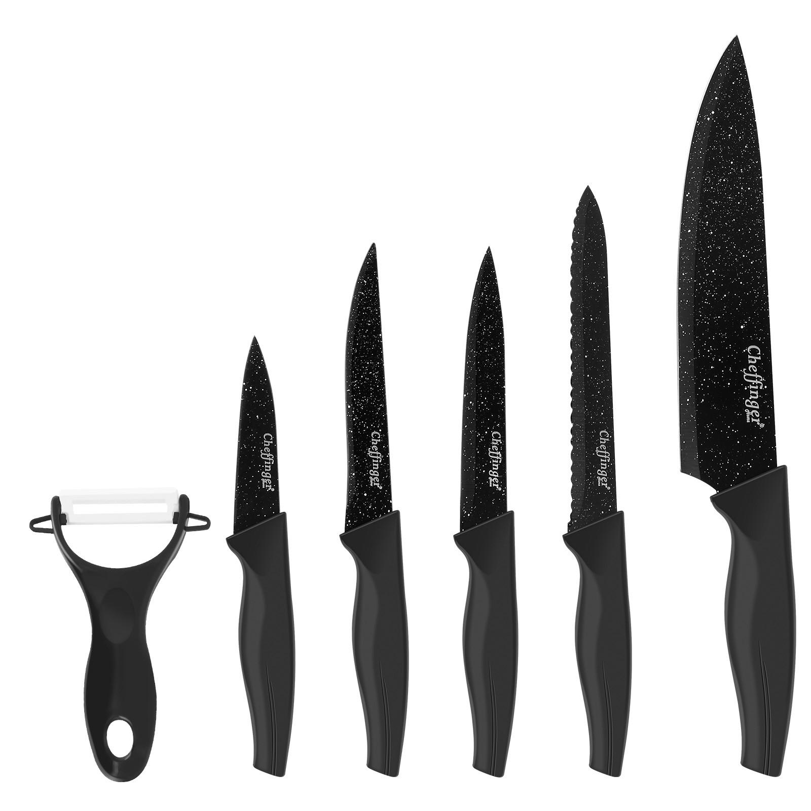 Cheffinger 6 Messer mit Klinge aus rostfreiem Stahl