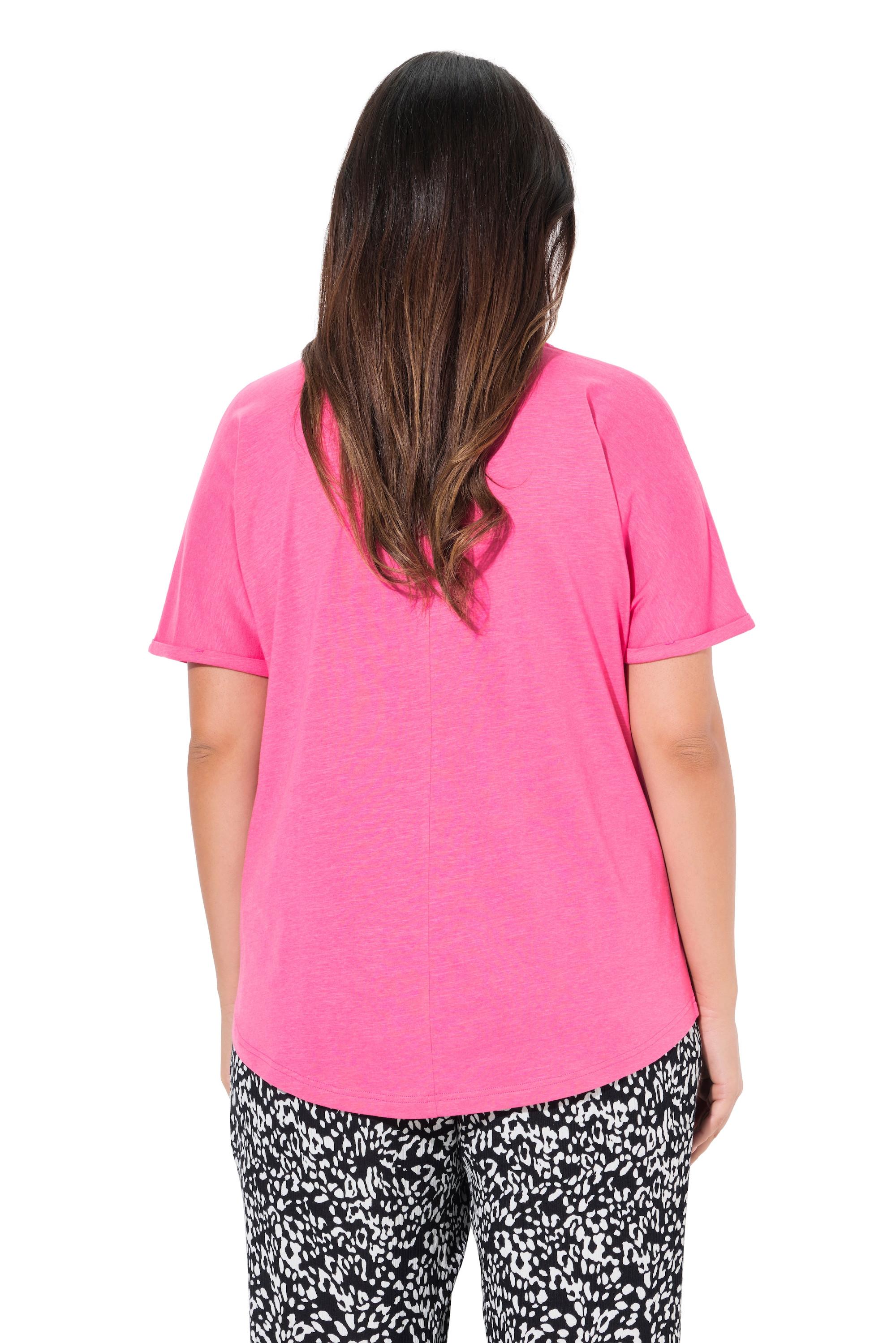 Ulla Popken Oversized Runder Aufdruck Halbarm T-Shirt