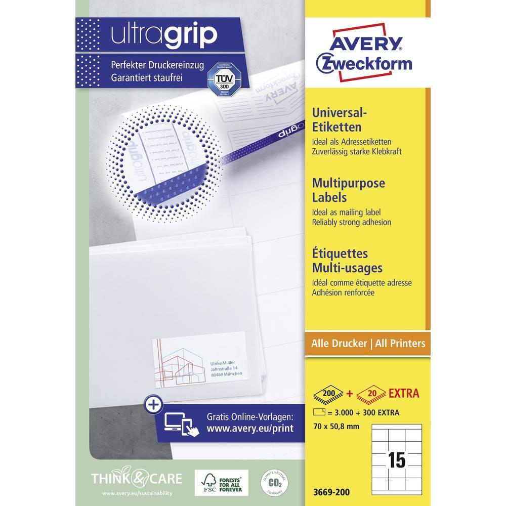 Avery-Zweckform Avery Zweckform Universal-Etiketten, Permanent mit Ultragrip, 70 x 50.8 mm, Inkjet, Laser s/w