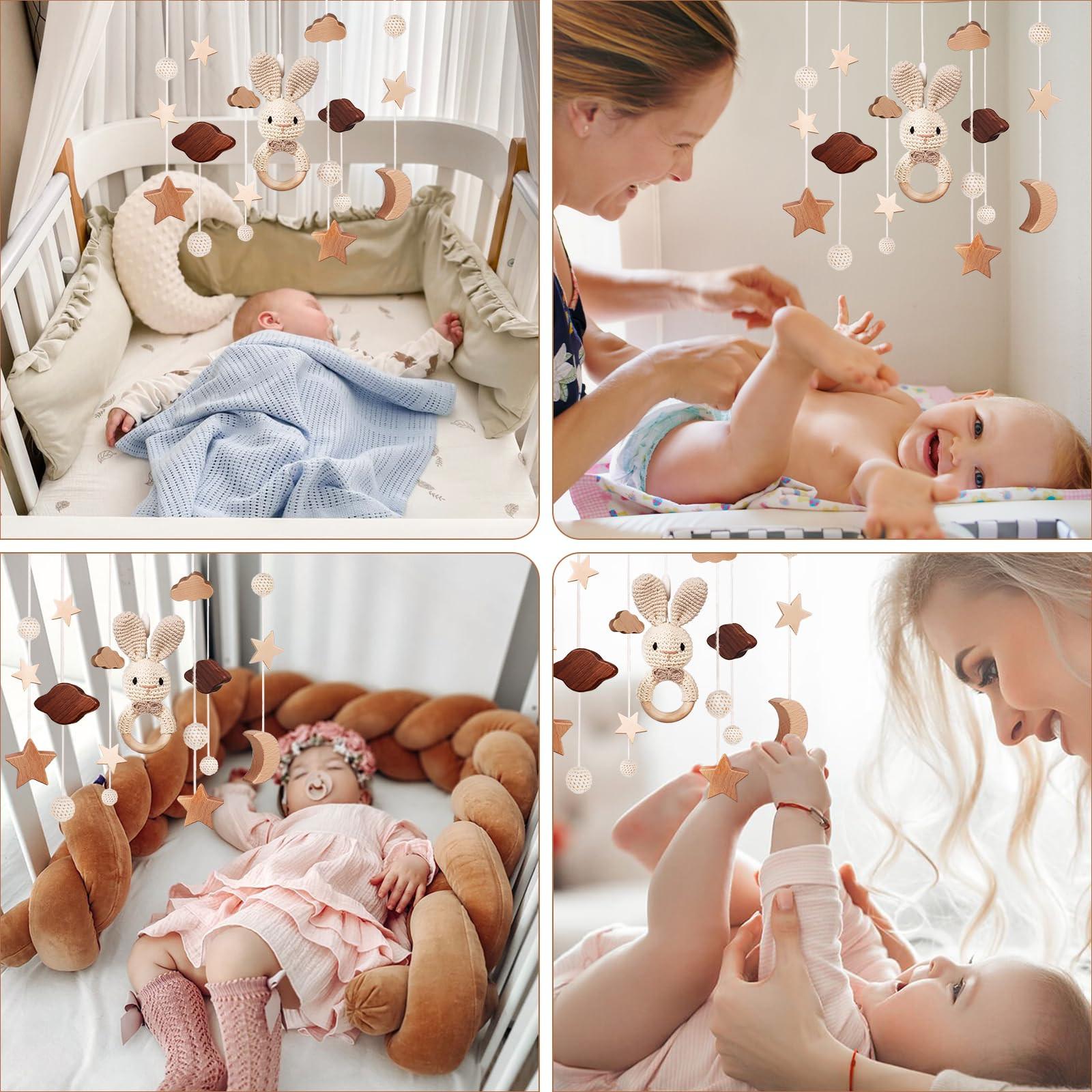 Activity-board Mobile Babybettchen Bettchen Glocke Windspiel Baby mit Wolken Sterne