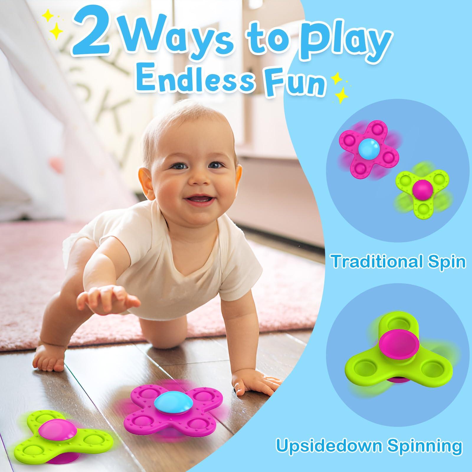 Activity-board Saugnapf Spielzeug Kinder, 3 Stück Baby Spielzeug Fidget Spinner Baby Silikon