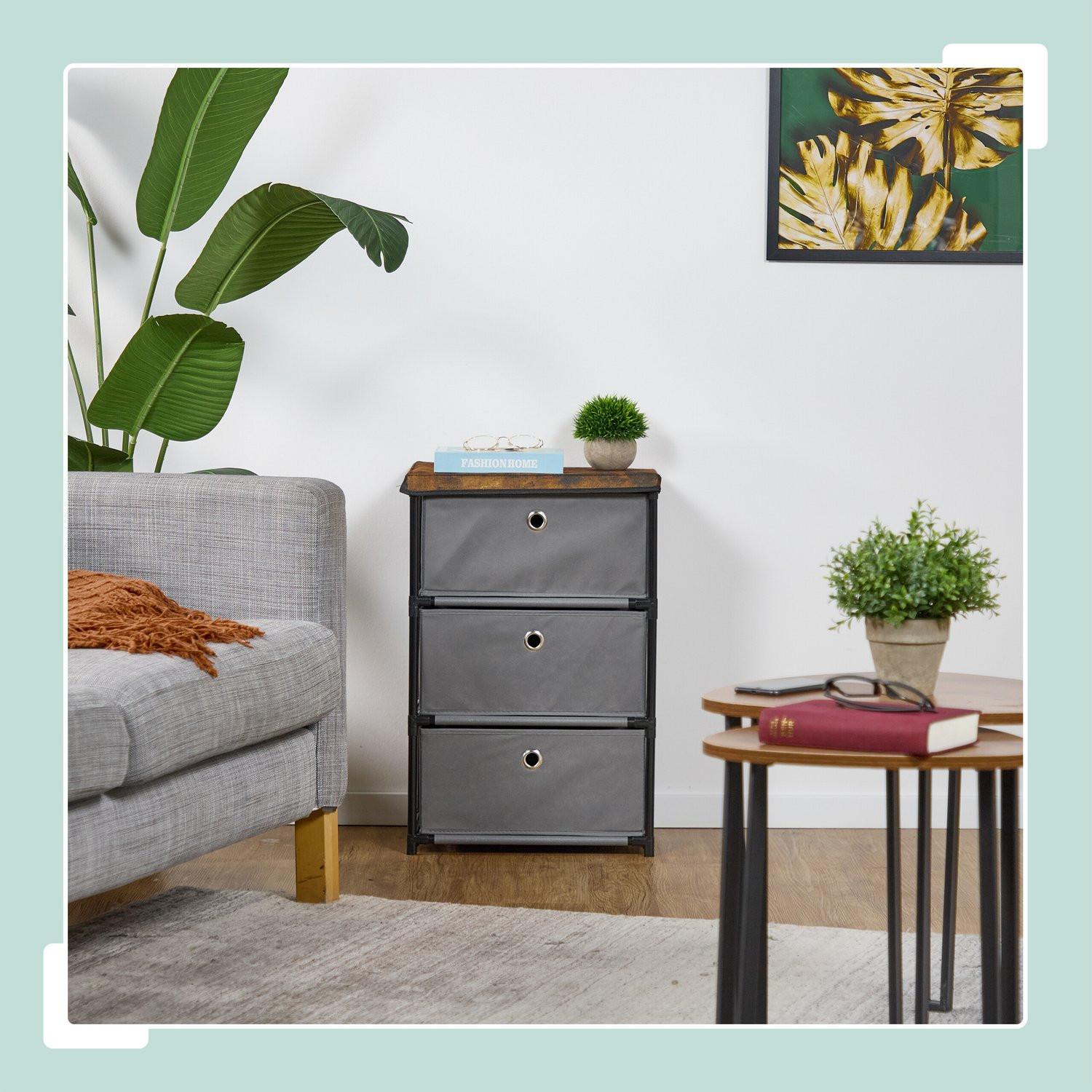 Northix Kommode im Holzdesign mit Stoffschubladen