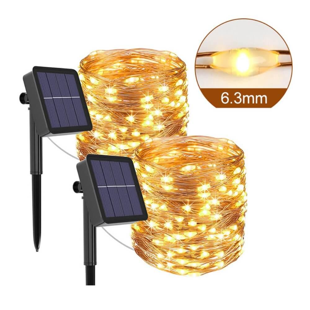 Cover-Discount 32m Solar Draht- Lichterkette Warmweiss