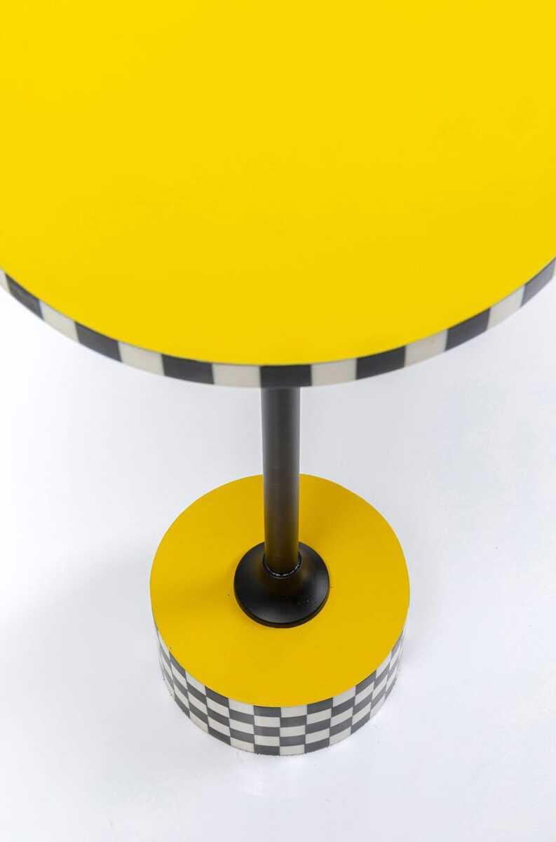 KARE Design Beistelltisch Domero Checkers gelb rund 25