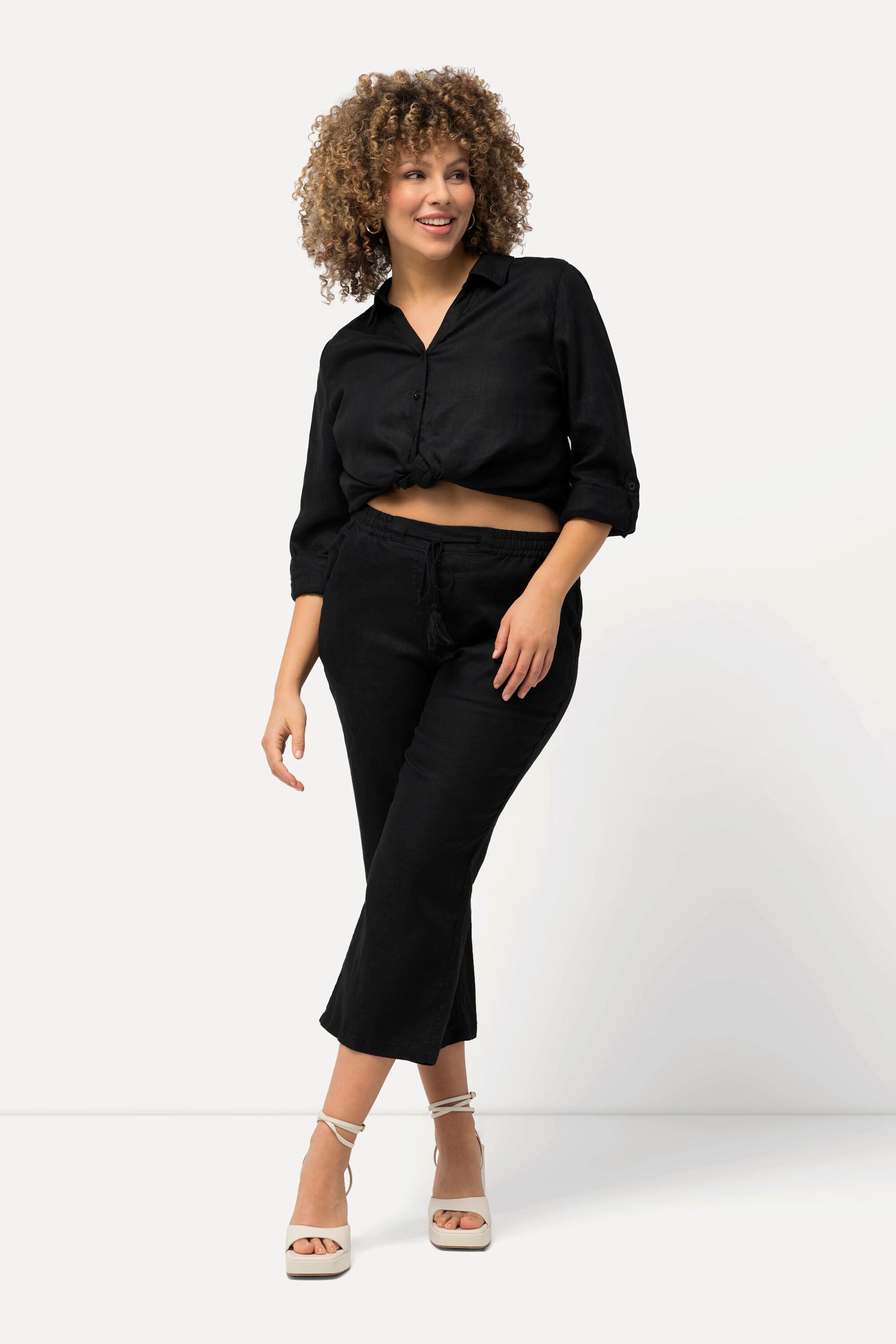 Ulla Popken 7/8 Leinenhose mit elastischem Bund
