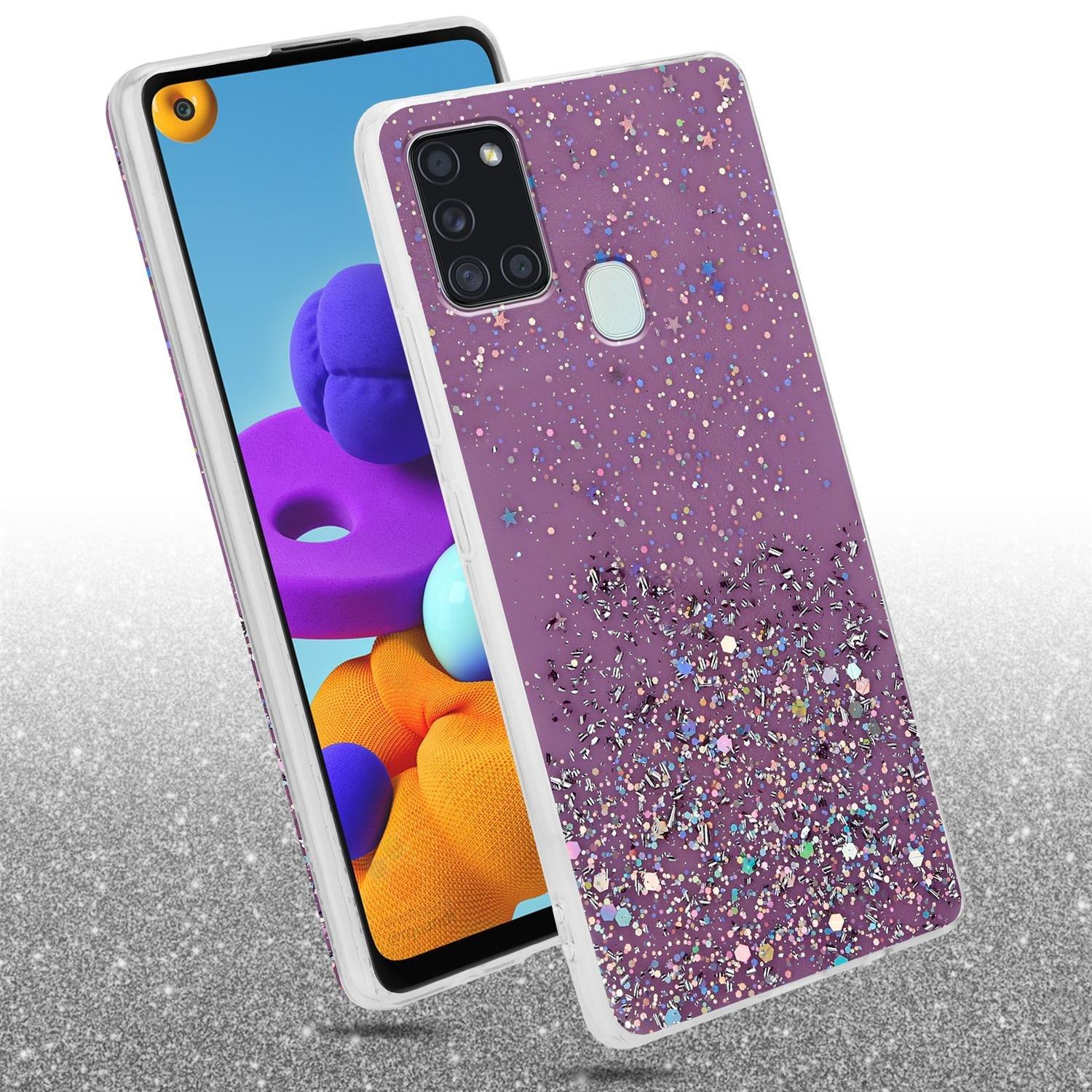 Cadorabo Hülle für Samsung Galaxy A21s TPU Silikon mit funkelnden Glitter