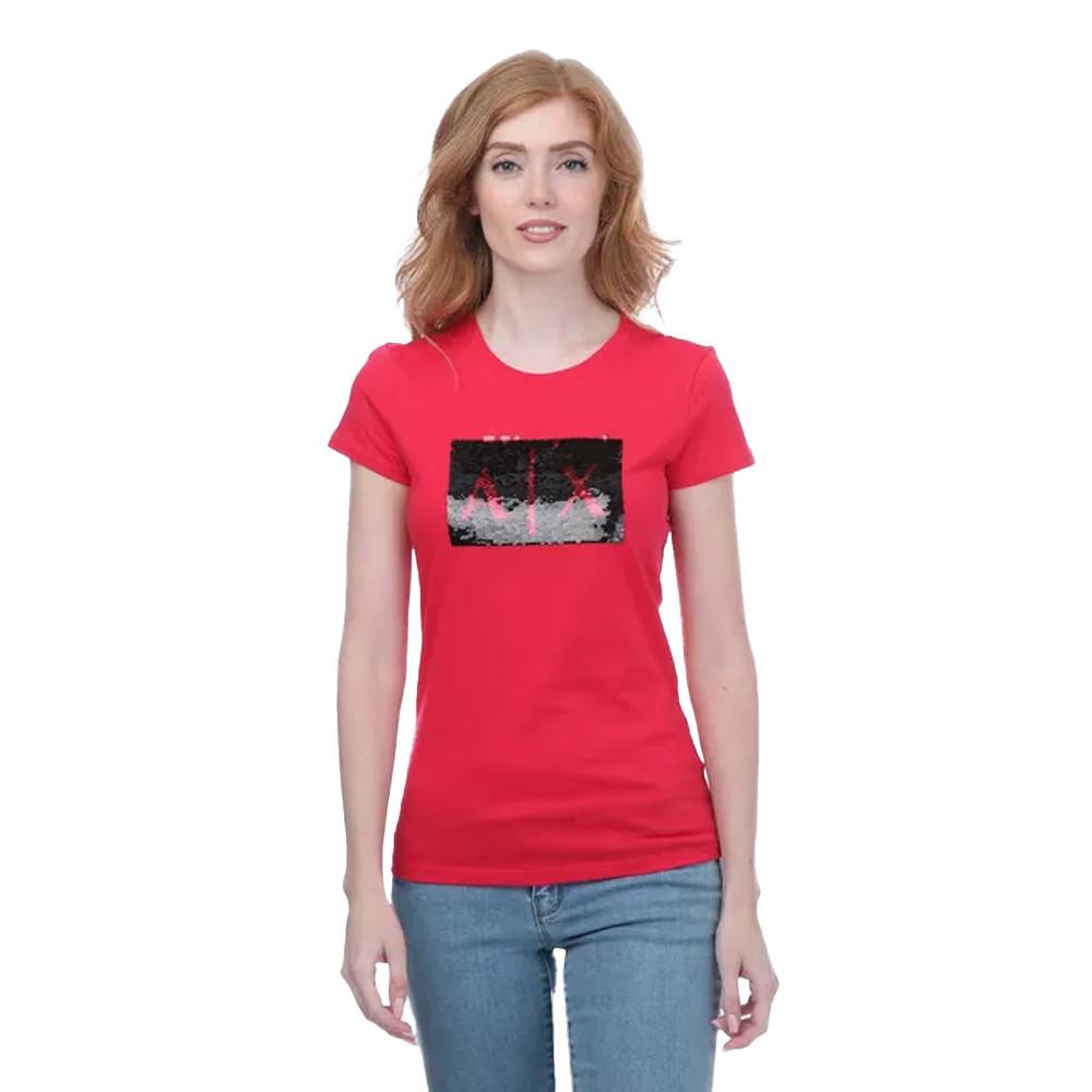 ARMANI T-Shirt mit Pailletten-Logo-Print