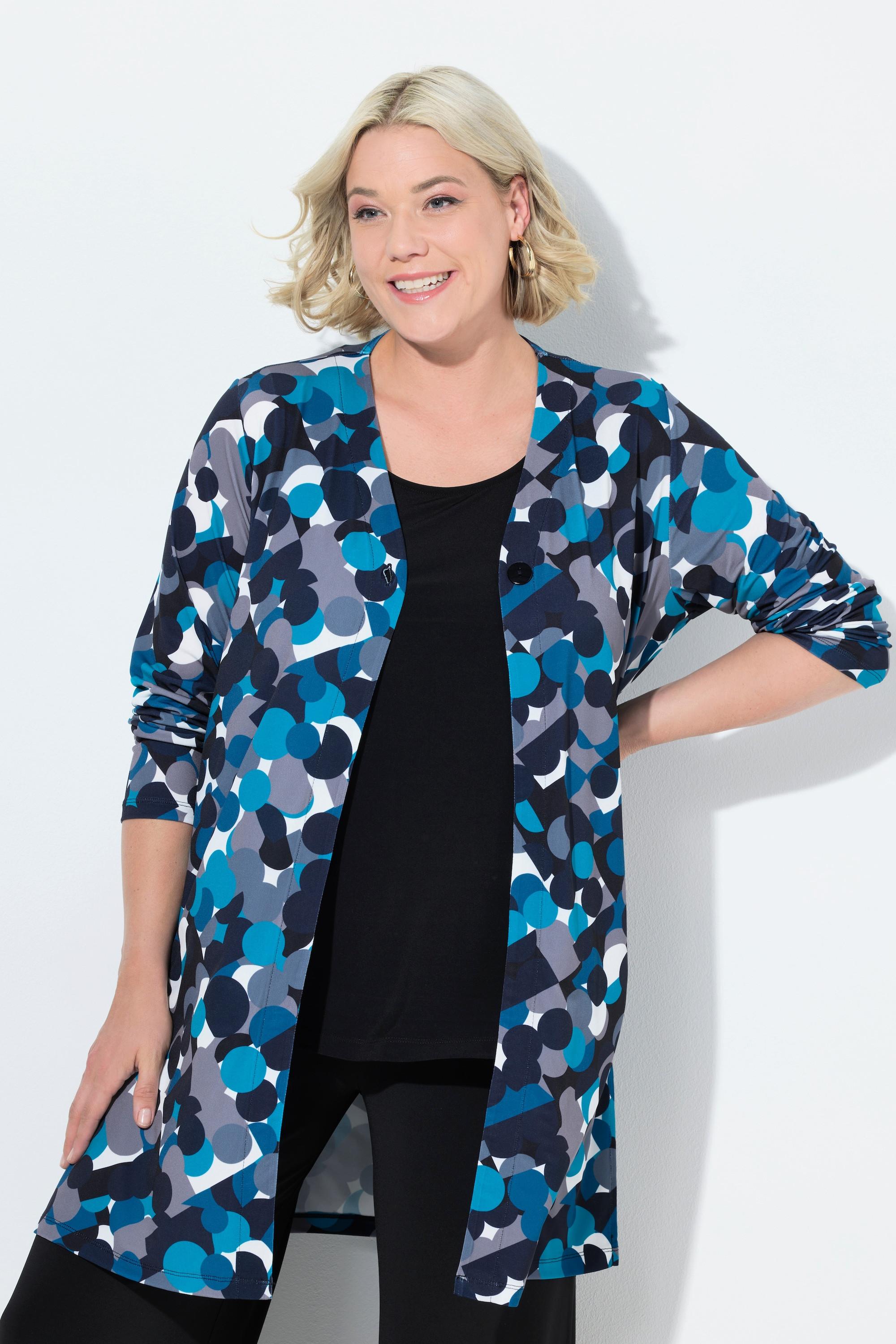 Ulla Popken Jerseyjacke, V-Ausschnitt, Knopfverschluss, Langarm