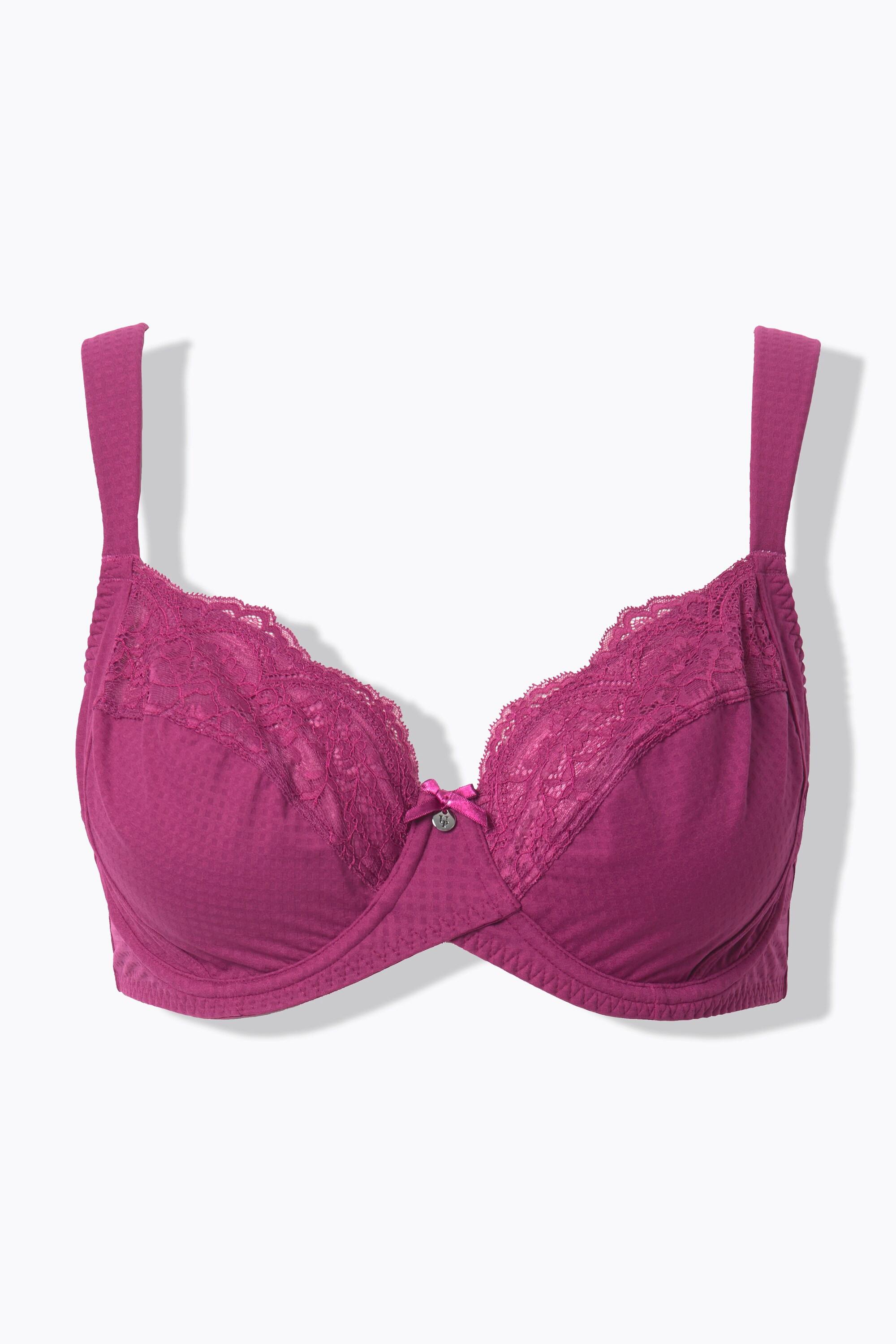 Ulla Popken Bügel-BH, Jacquard, Spitze, Softcups, Cup B - G