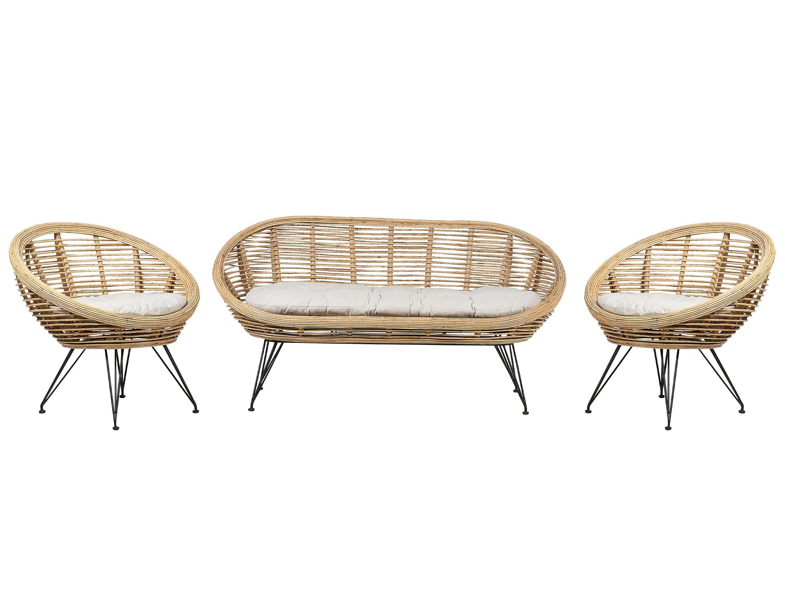 Beliani Garten Lounge aus Rattan Boho MARATEA