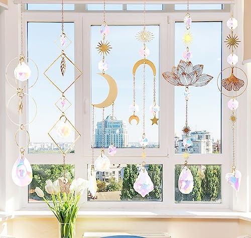 Alopini Sonnenfänger ,6 Stück Lotus Perlen Anhänger Dekoration,hängende Fensterdekoration,Kristall-Sonnenfänger