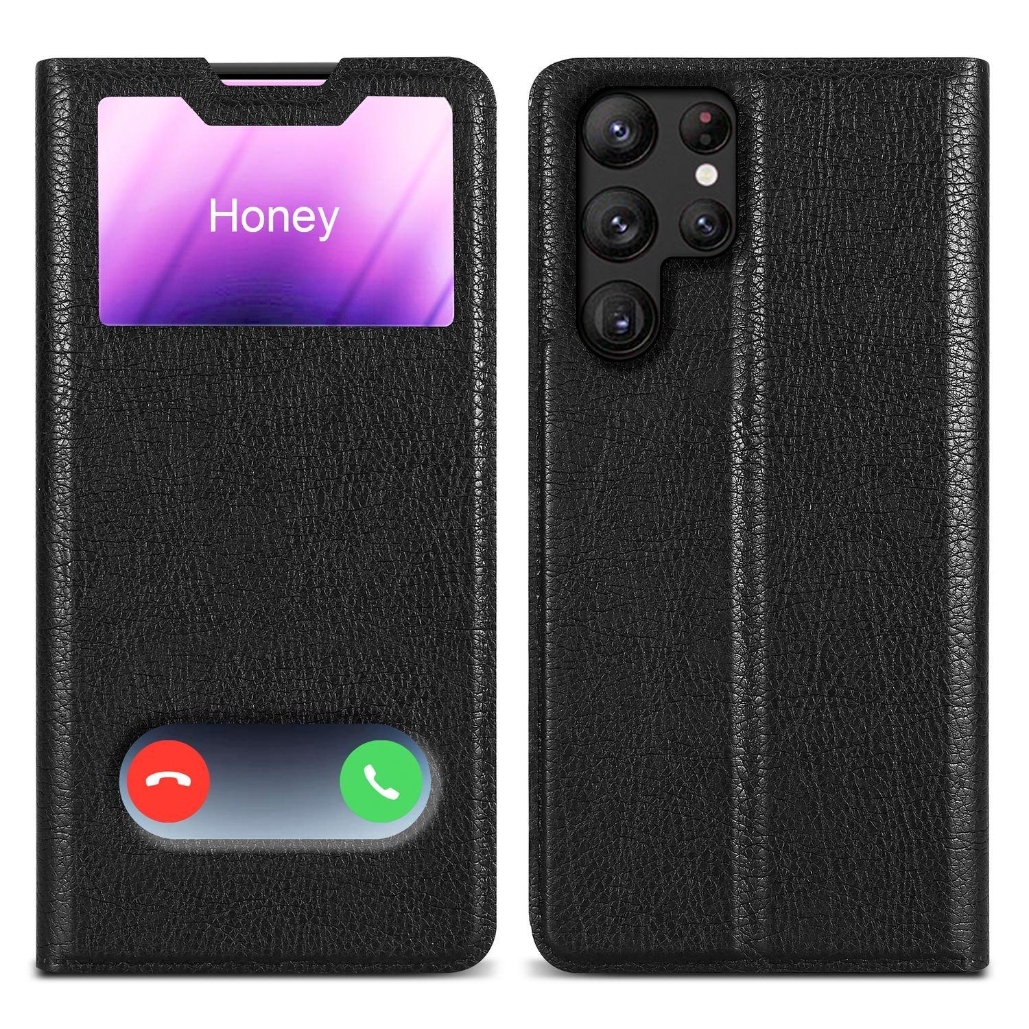 Cadorabo Hülle für Samsung Galaxy S22 ULTRA Magnetverschluss, 2 Sichtfenstern