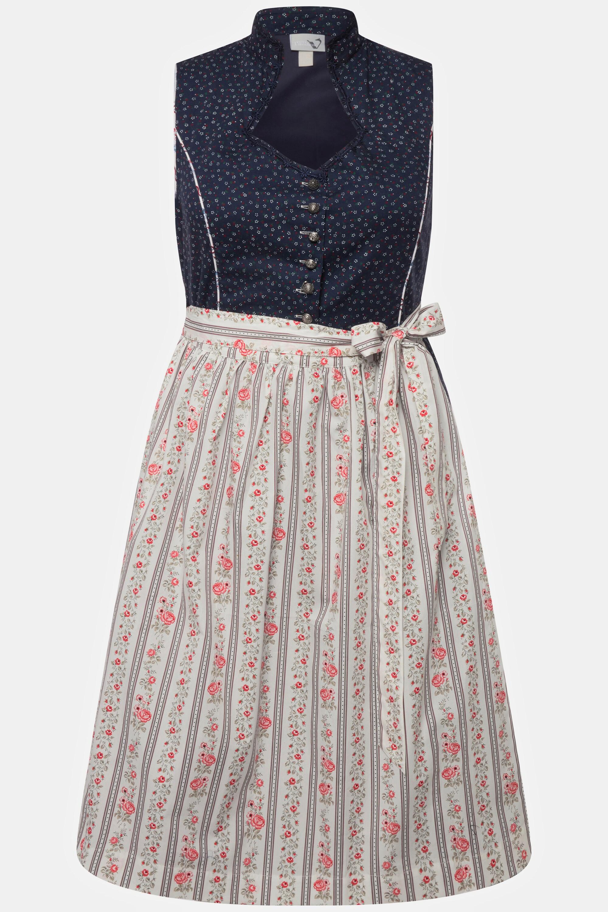 Ulla Popken Dirndl Herzausschnitt Schmuckknöpfe Ärmellos