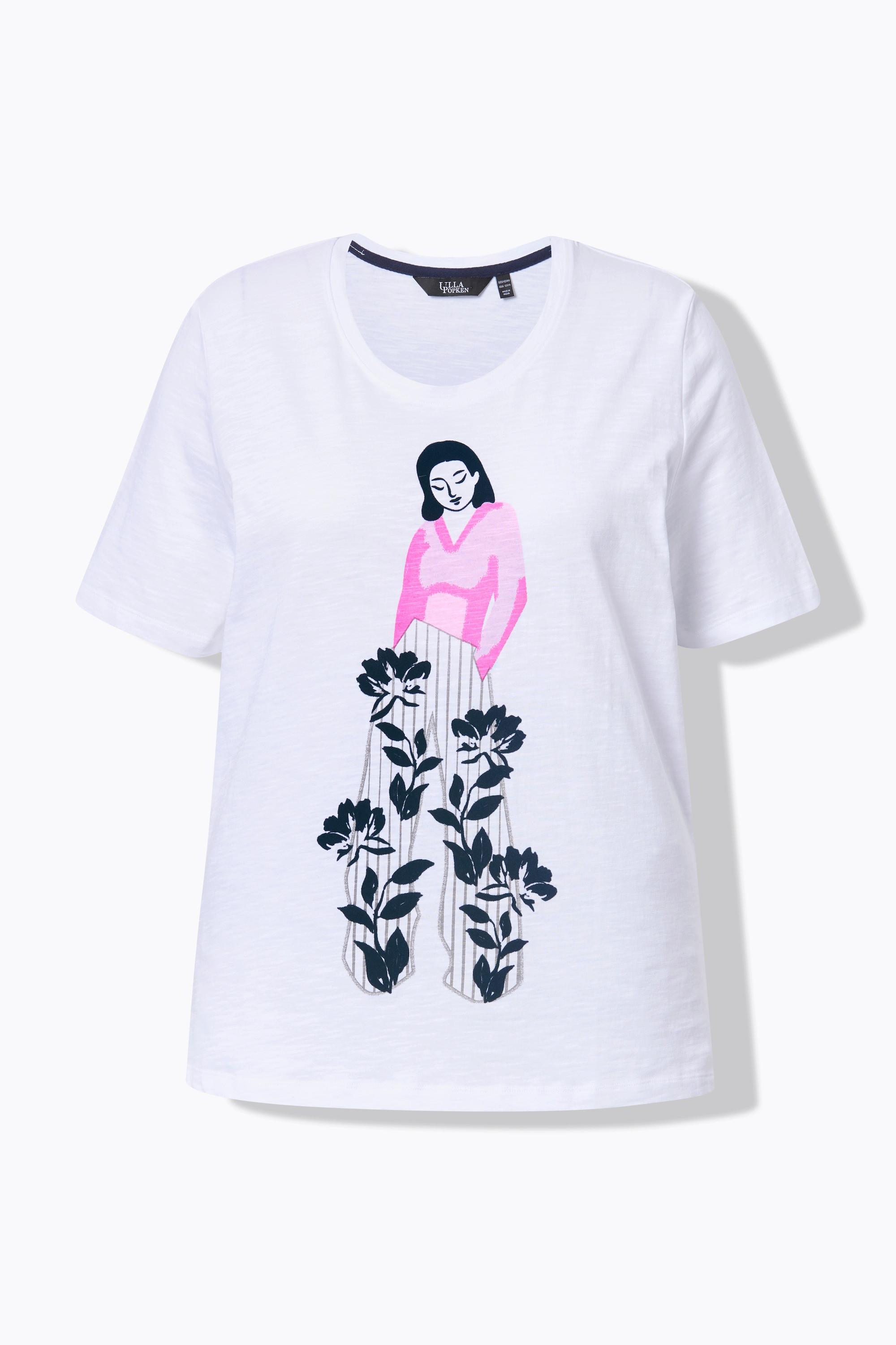 Ulla Popken Flockdruck Rundhals Halbarm T-Shirt