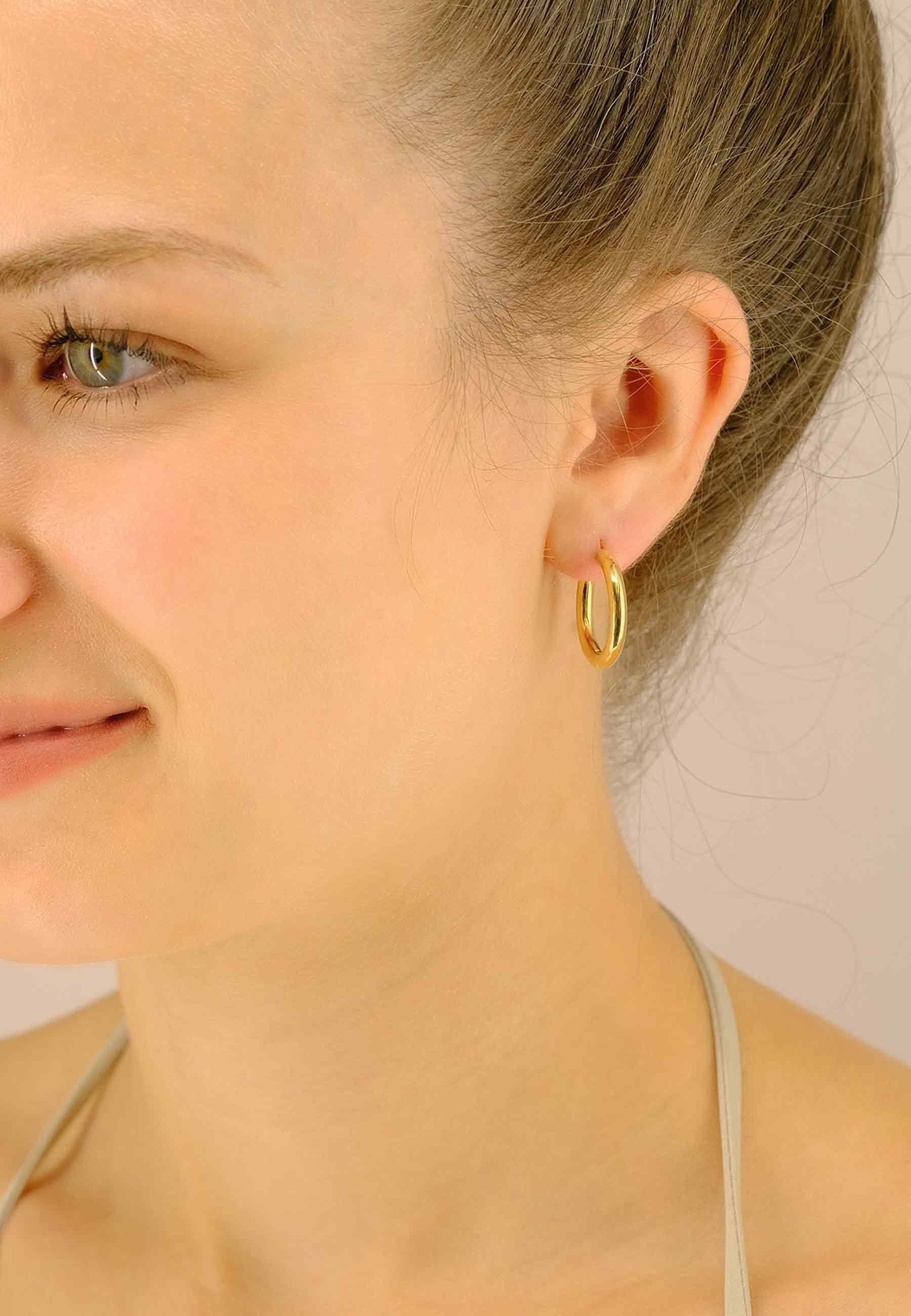 MUAU Schmuck Creolen Gelbgold 750 Runddraht Scharnier 21mm