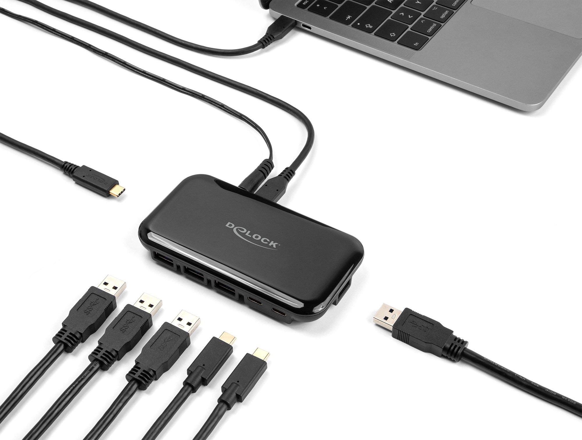 DeLock 7 Port USB 3.2 Gen 2 Hub mit 4 US