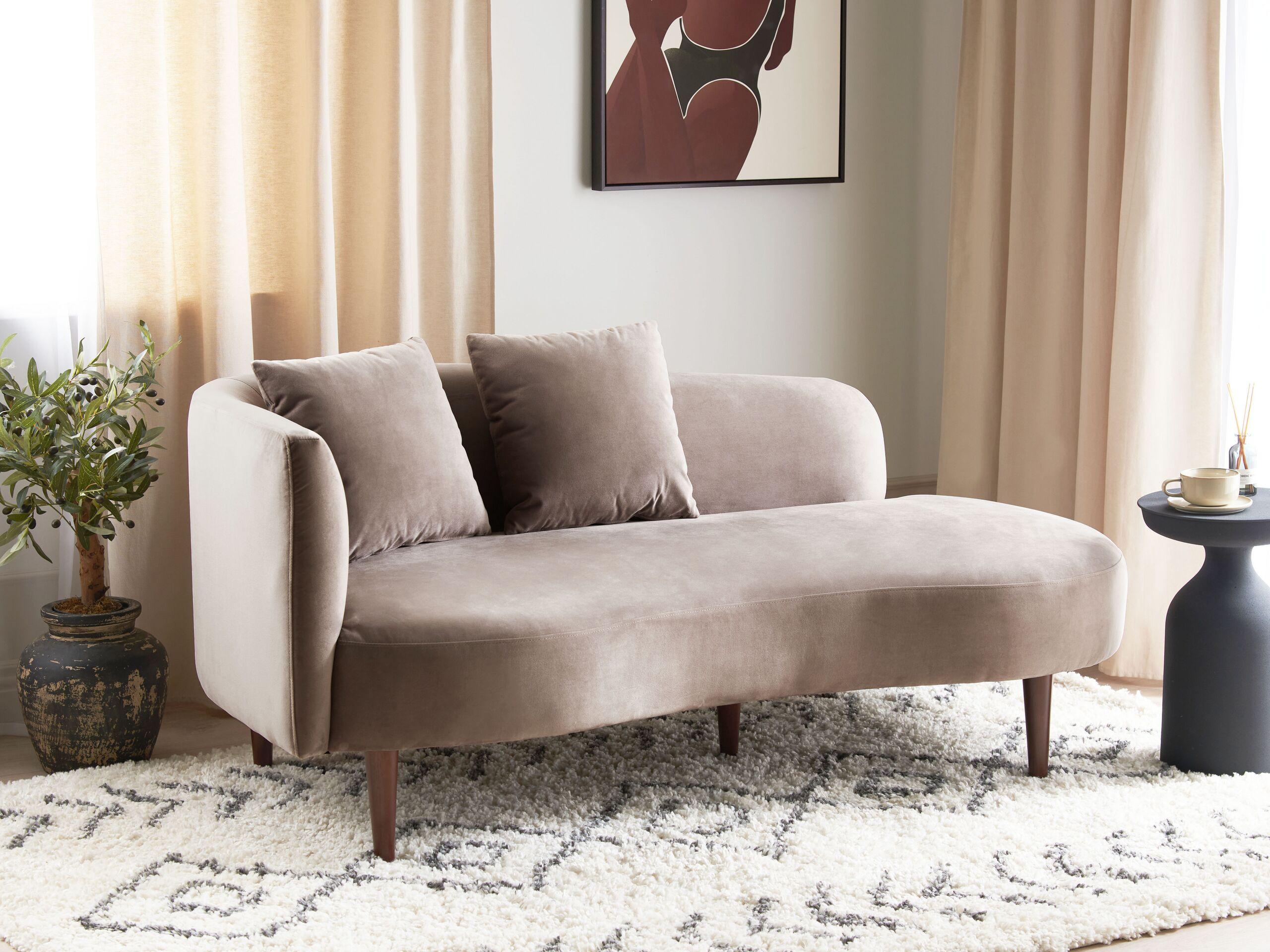 Beliani Linksseitige Chaiselounge aus Samtstoff Glamourös CHAUMONT
