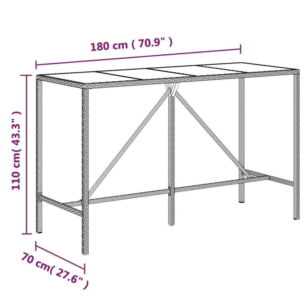 VidaXL Bartisch mit glasplatte poly-rattan