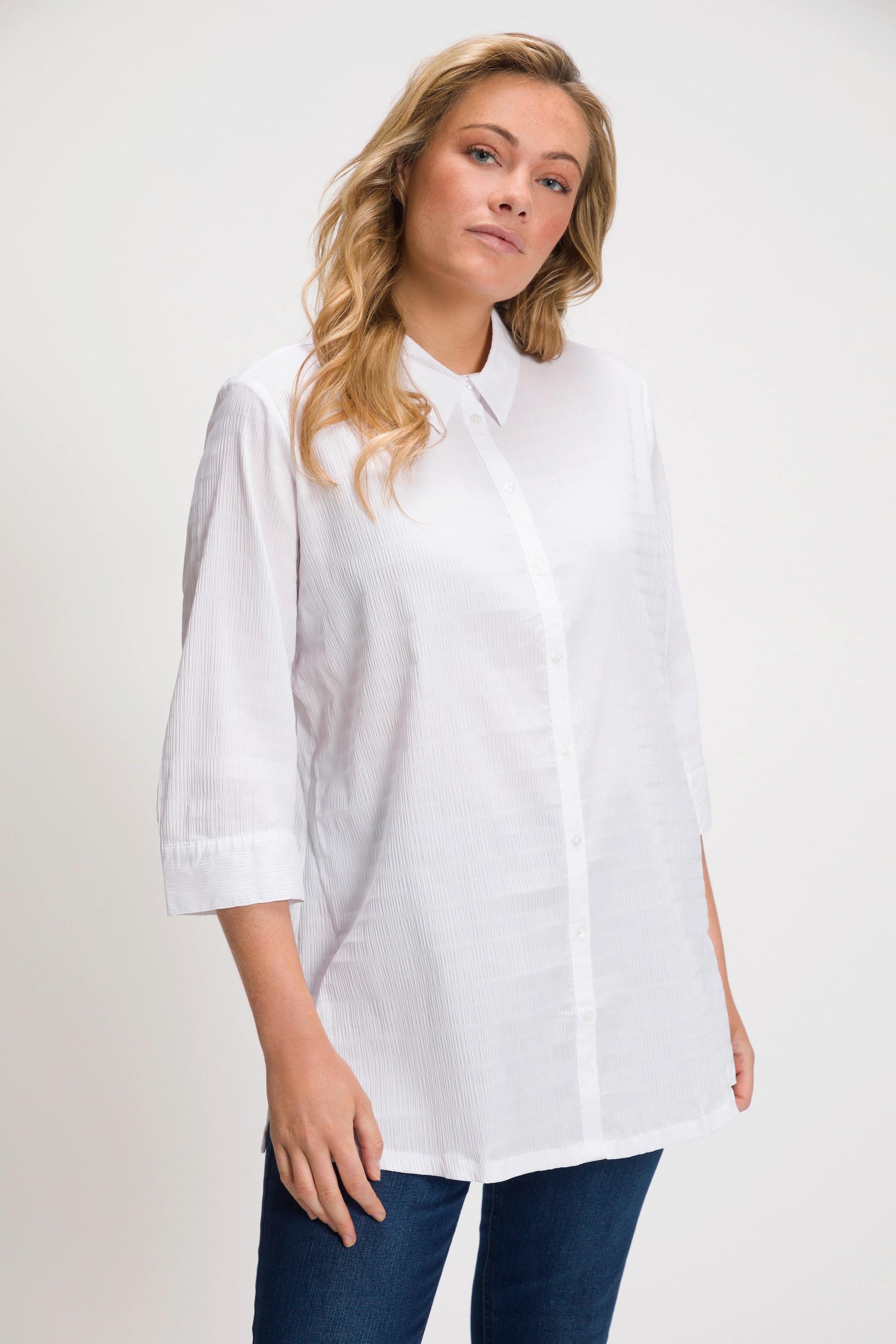 Ulla Popken Bubble Qualität Bluse Hemdkragen 3/4-Arm