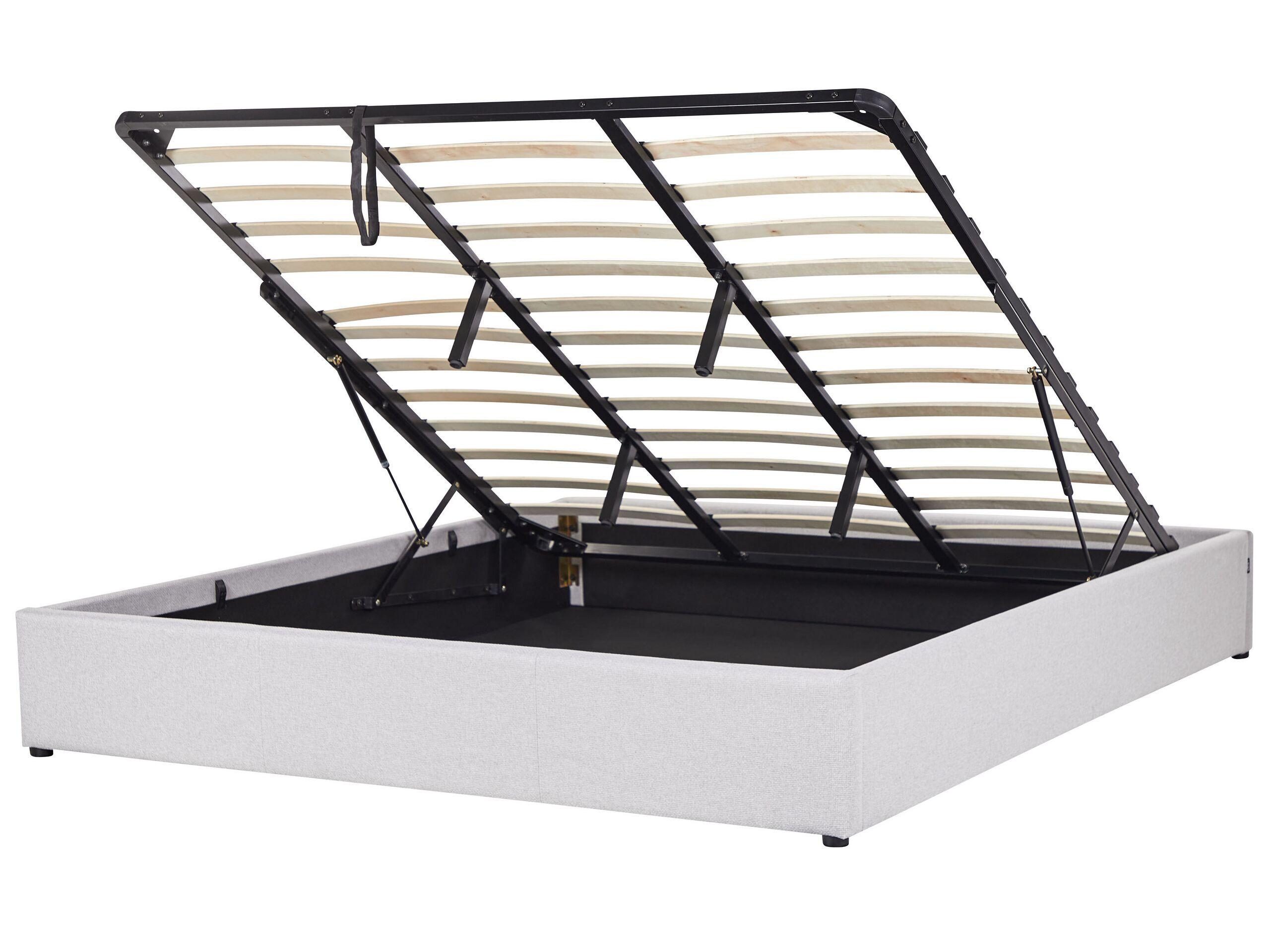 Beliani Bett mit Stauraum ohne Kopfteil aus Polyester Skandinavisch DINAN