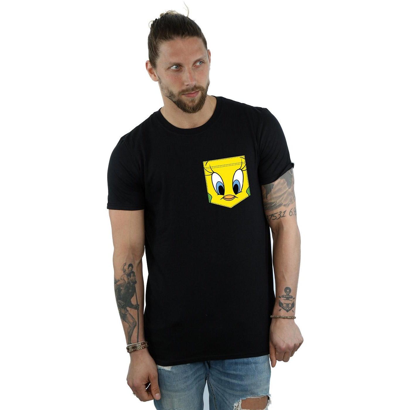 LOONEY TUNES Tweety Pie Face Faux Pocket T-Shirt