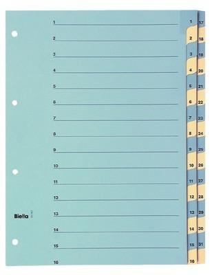 Biella BIELLA Register Karton blau/gelb A4 462443.00 1-31, 4 Loch
