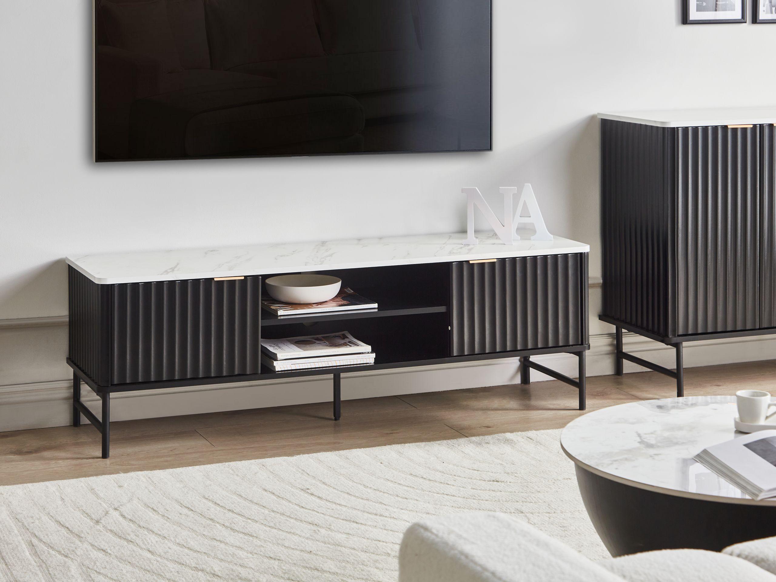 Beliani TV-Möbel aus MDF-Platte Modern GLASTONBURY