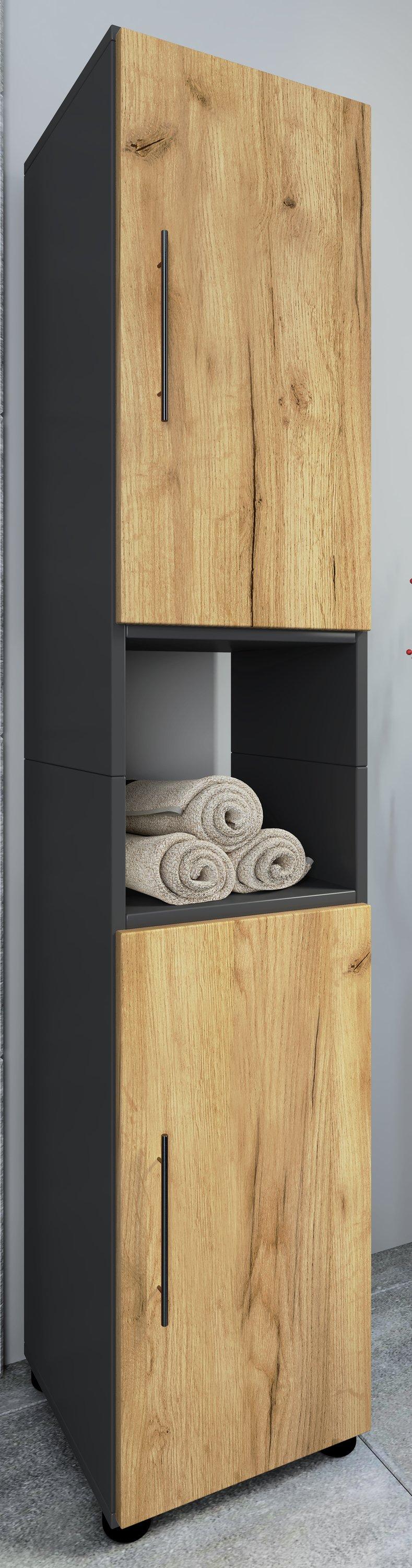 VCM Holz Badmöbel Stand Badregal Badezimmer Badschrank Hochschrank Flandu