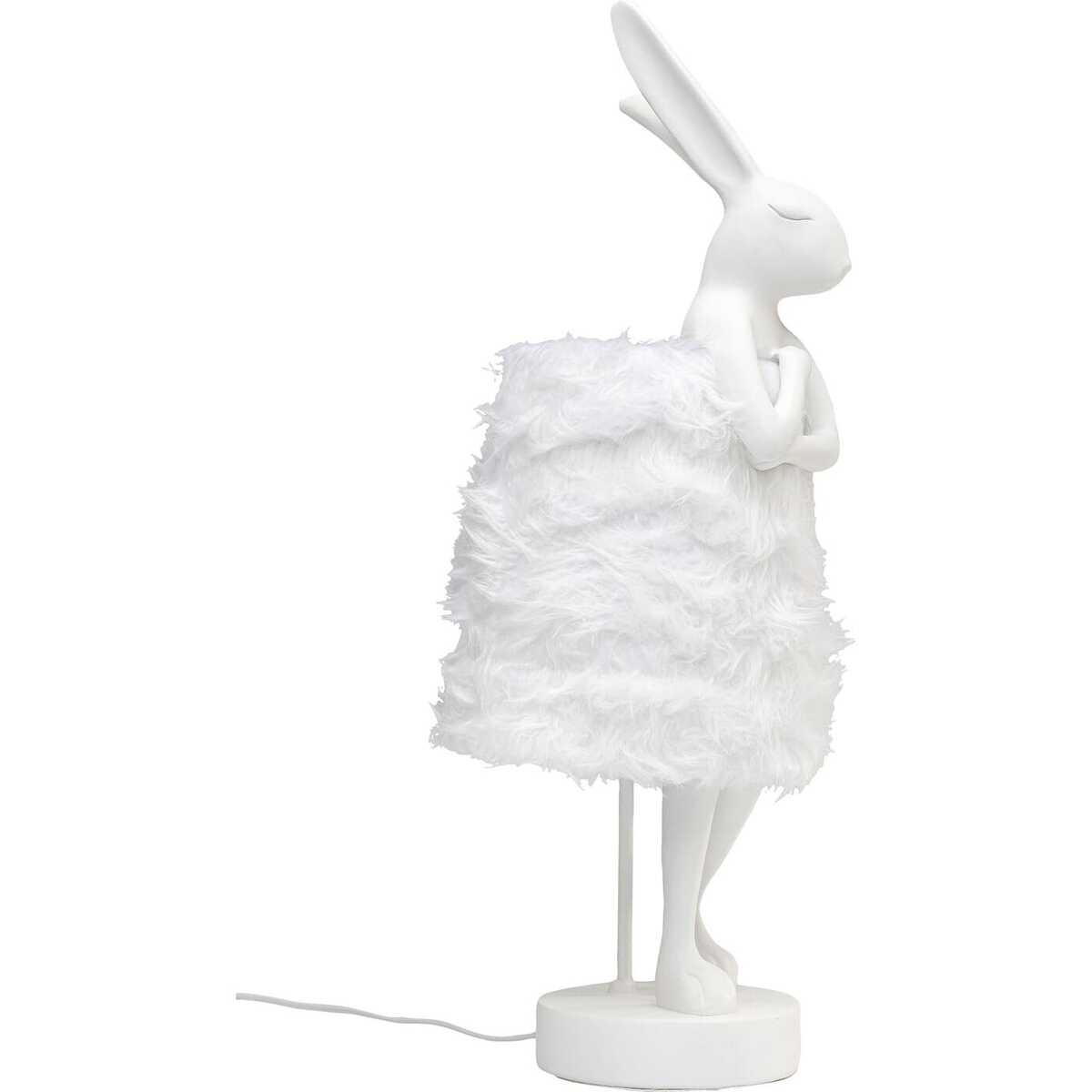 KARE Design Tischleuchte Animal Rabbit Fur weiss silber 68