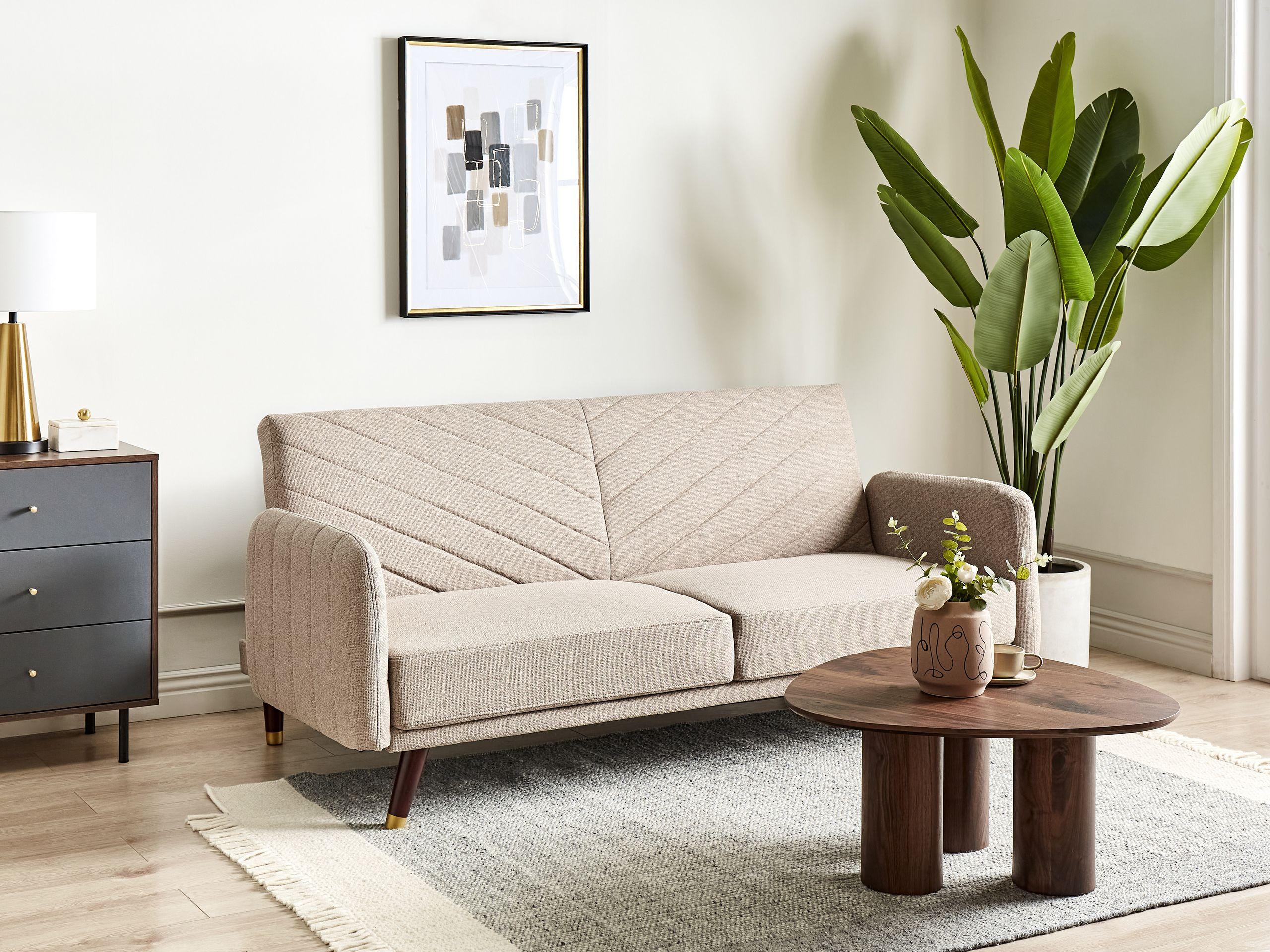 Beliani Schlafsofa aus Kunstleinen Retro SENJA