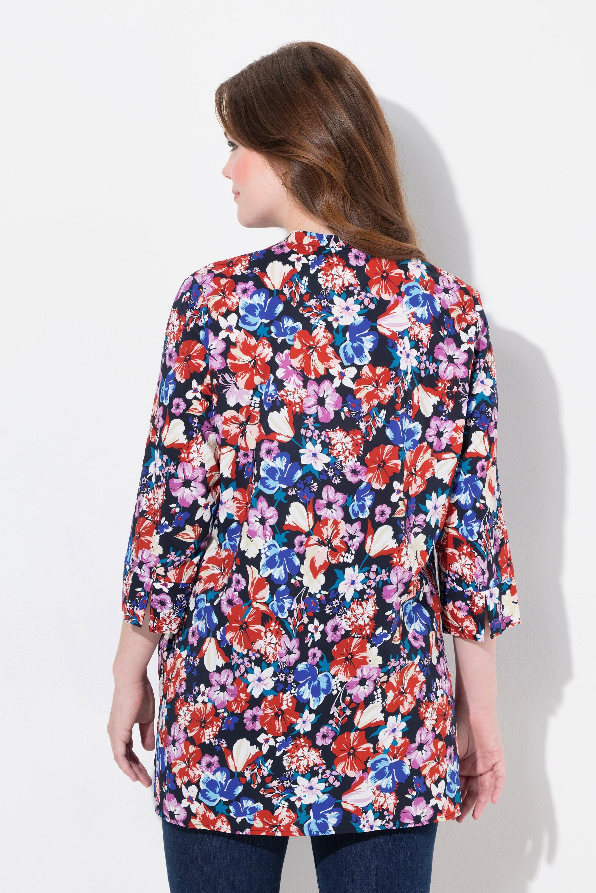 Ulla Popken Tunika, Muster, V-Ausschnitt, 3/4-Arm