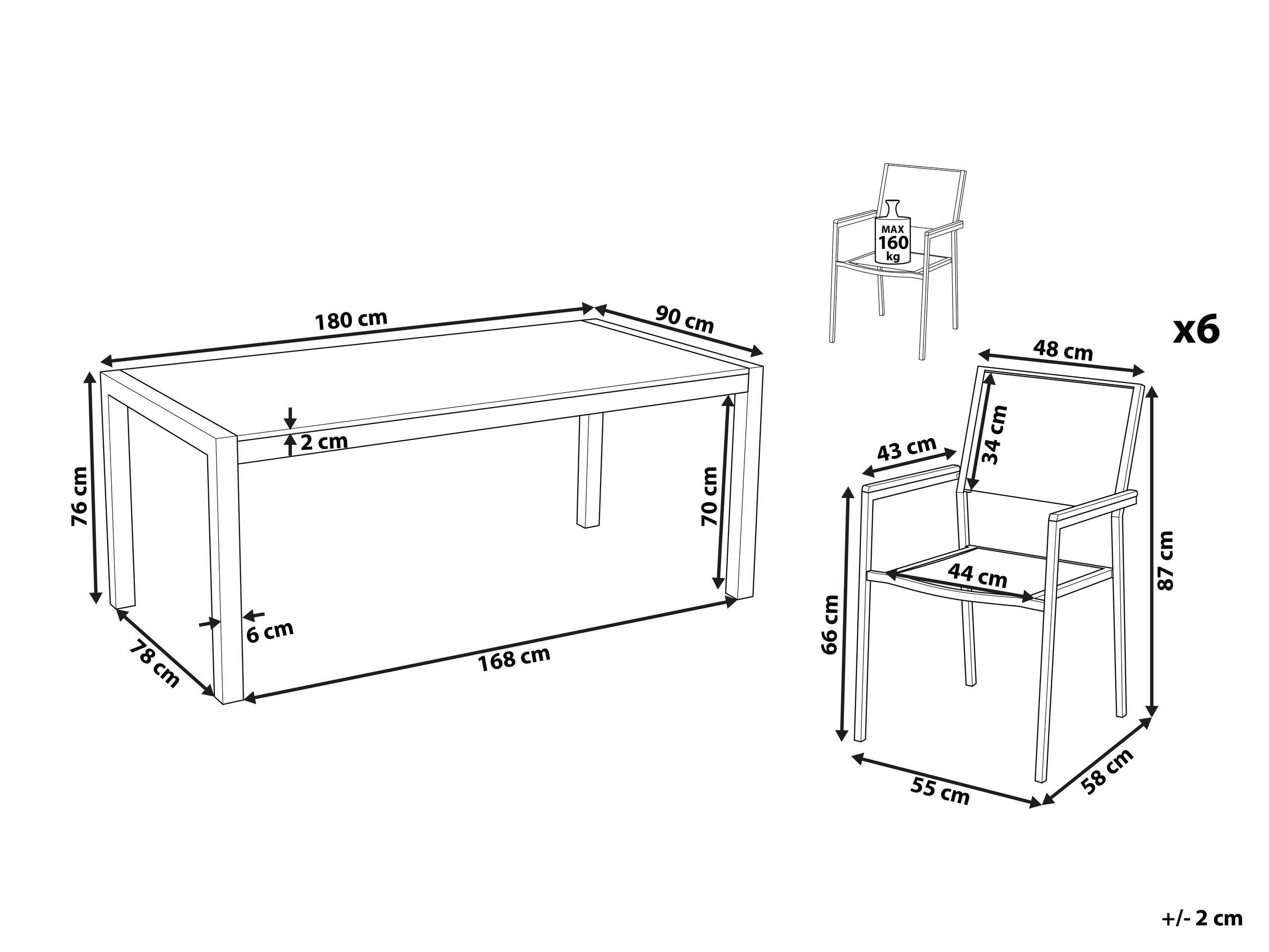 Beliani Garten-Essgruppe für 6 Personen aus Granit Industriell GROSSETO