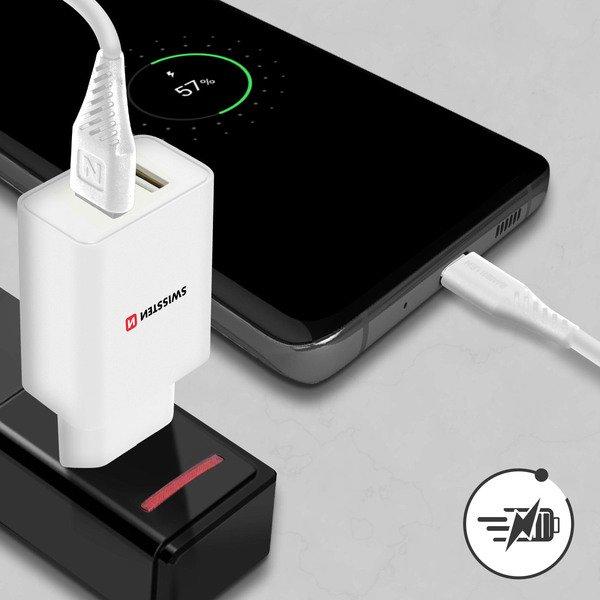 SWISSTEN USB-Ladegerät + USB-C Kabel Swissten