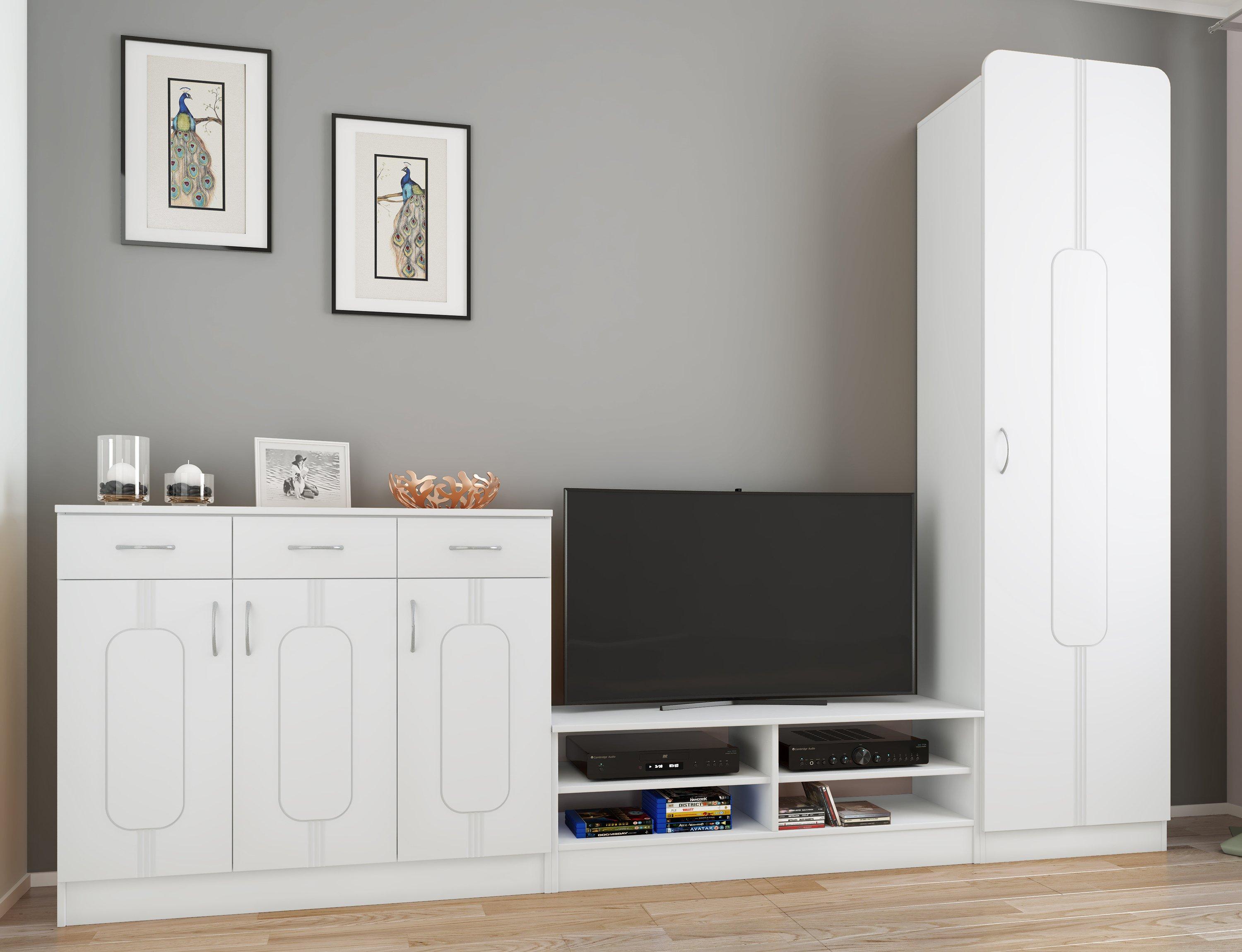 VCM TV Möbel | Lowboard | Fernsehregal mit ausreichend Stauraum | Maße H. 39 x B. 110 x T. 35 cm | Fernseh Möbel - Balia