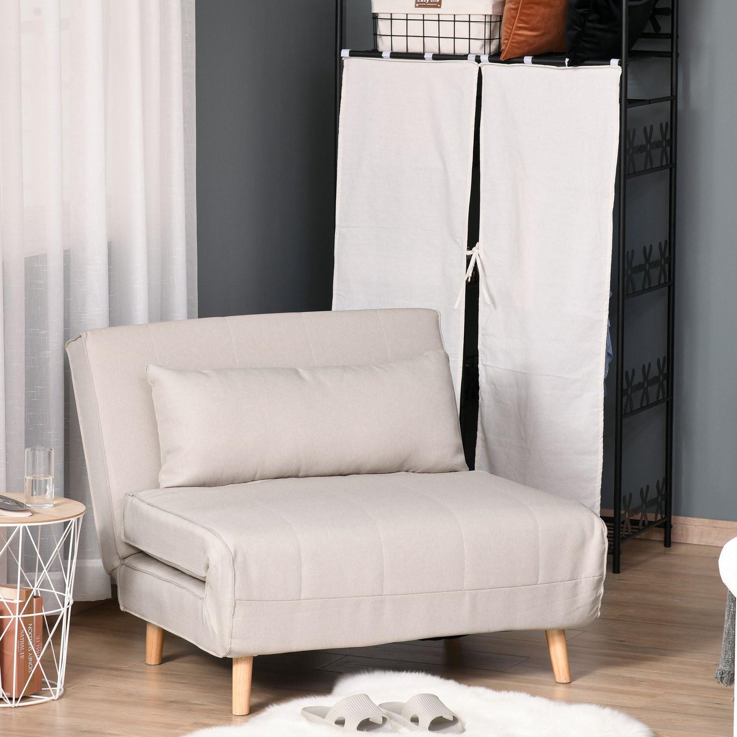 Northio Schlafsofa Einzelsofa Sofabett, Klappsofa Mit Verstellbarer Rückenlehne, Nordisch, Leinenimitat