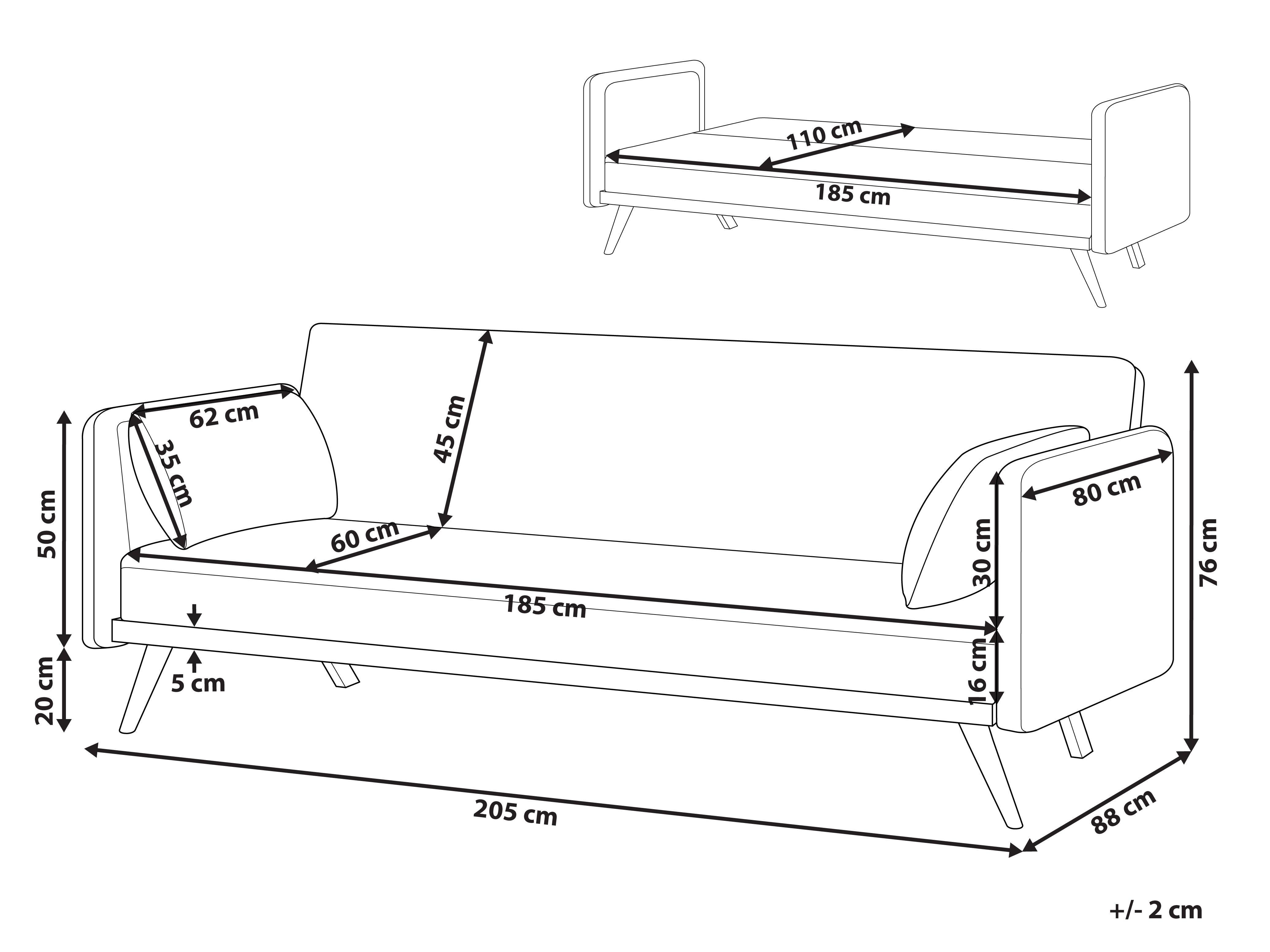 Beliani Schlafsofa aus Polyester Minimalistisch ASAA