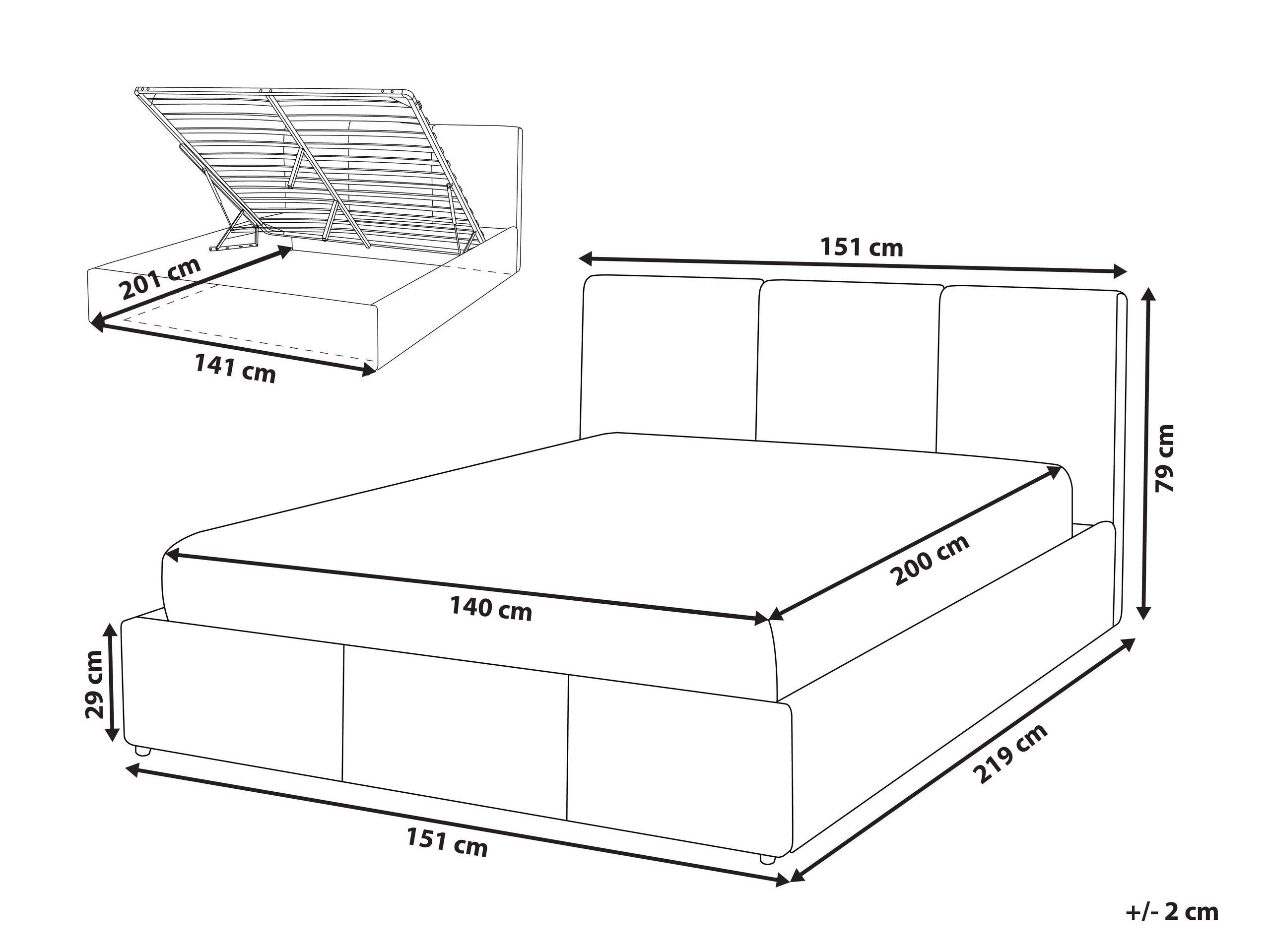 Beliani Bett mit Stauraum aus Bouclé Modern BOUSSE