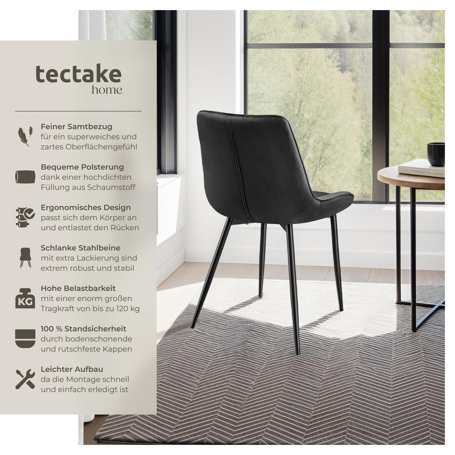 Tectake Set Stuhl Monroe Samtoptik
