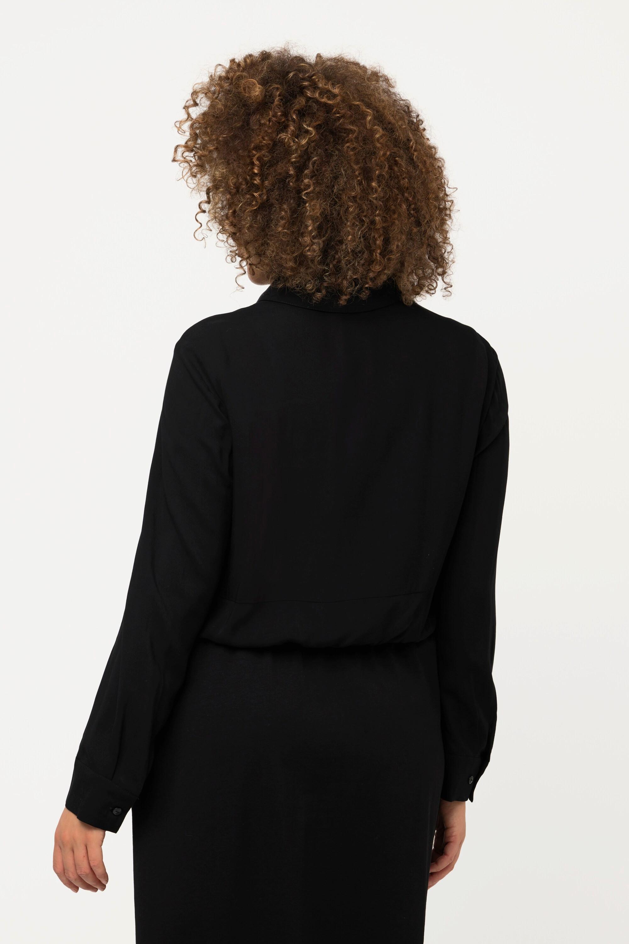 Ulla Popken Knoten Kurz Hemdbluse mit Kragen Langarm