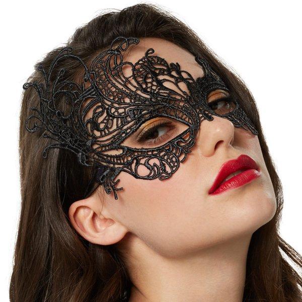 Tectake Schwarze Spitzenmaske Pfau