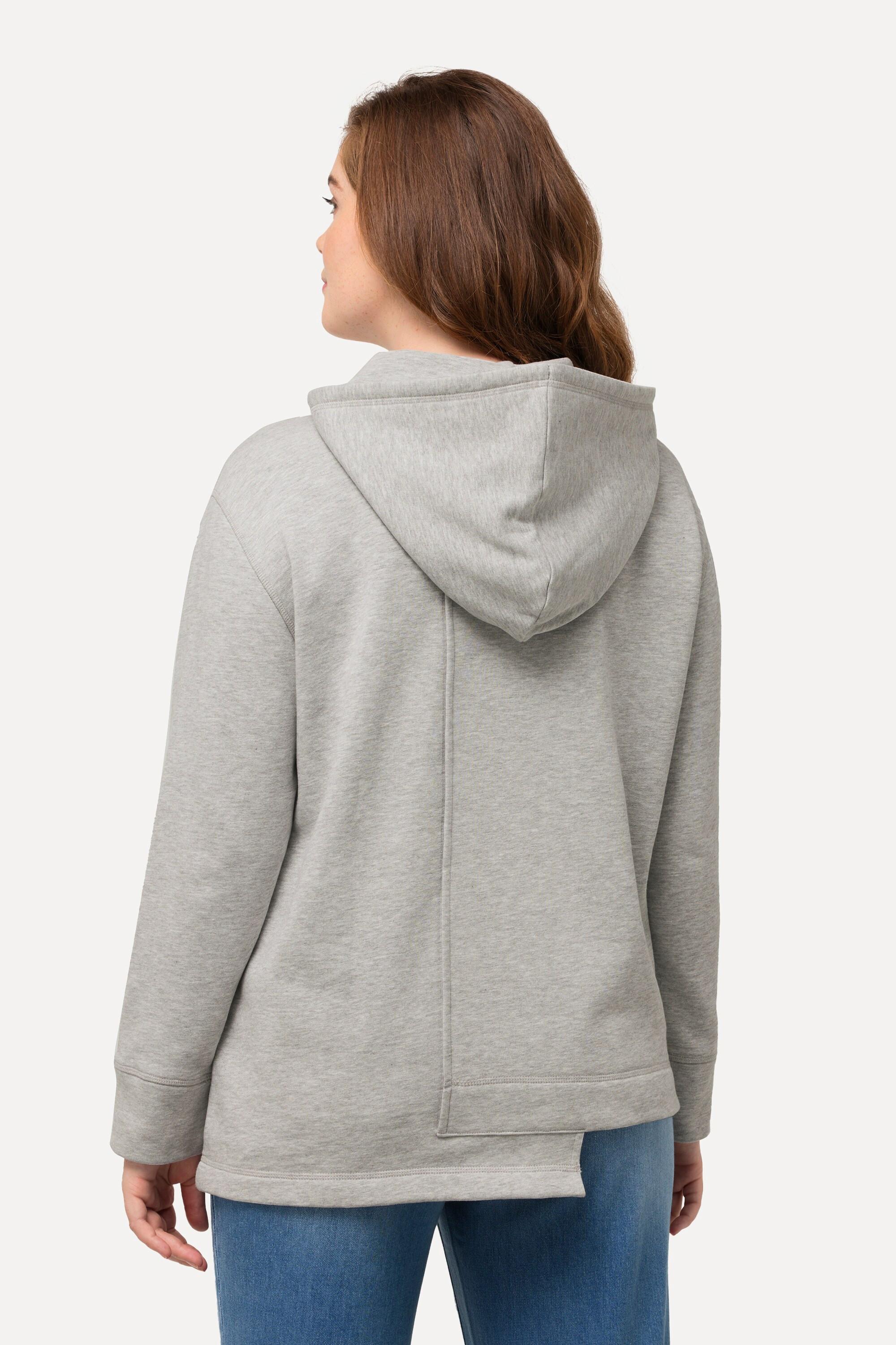 Ulla Popken Hoodie, Zipper, Kapuze, Langarm, Biobaumwolle