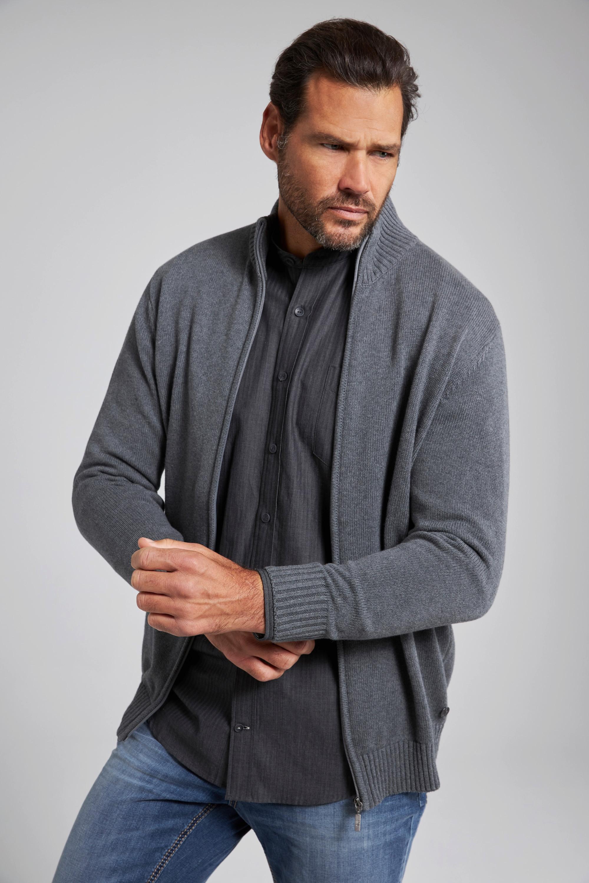 JP1880 Strickjacke, Stehkragen, Rippbündchen