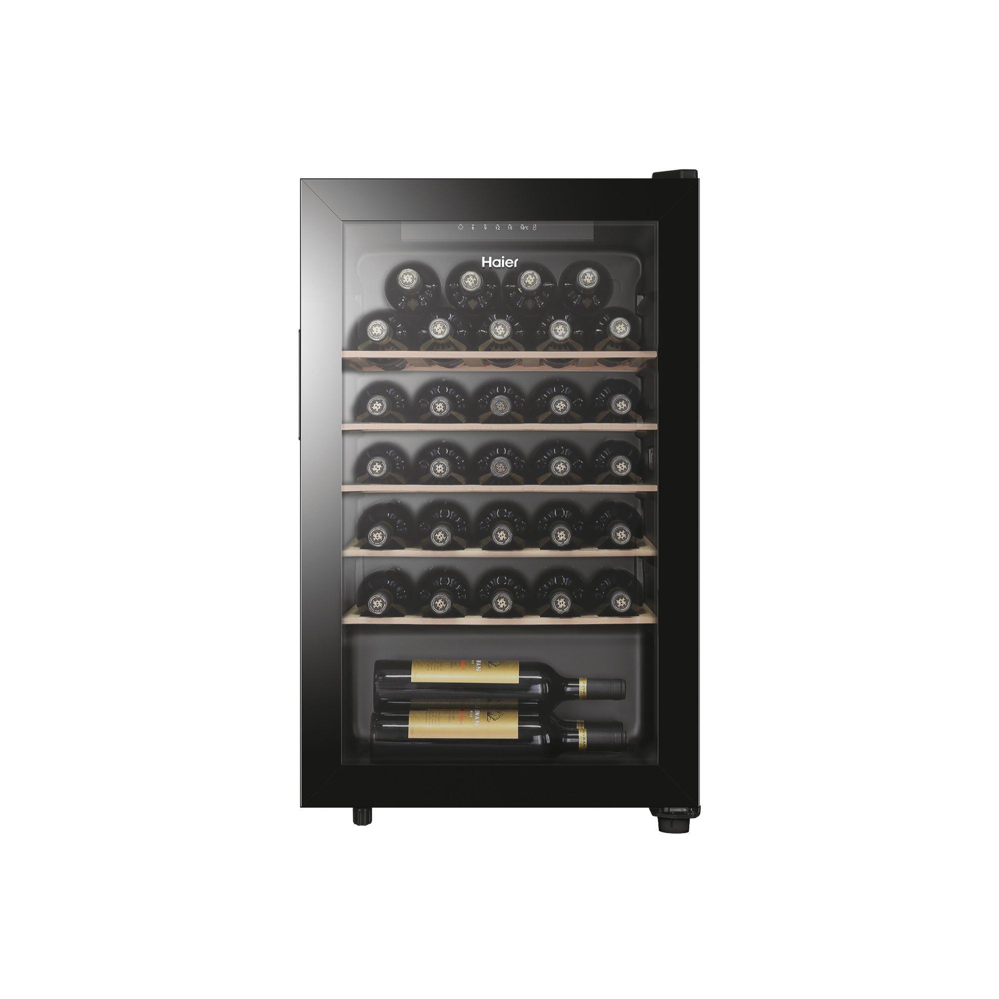 Haier Haier Wine Bank 50 Serie 3 HWS33GG Weinkühler mit Kompressor Freistehend Schwarz 33 Flasche(n)