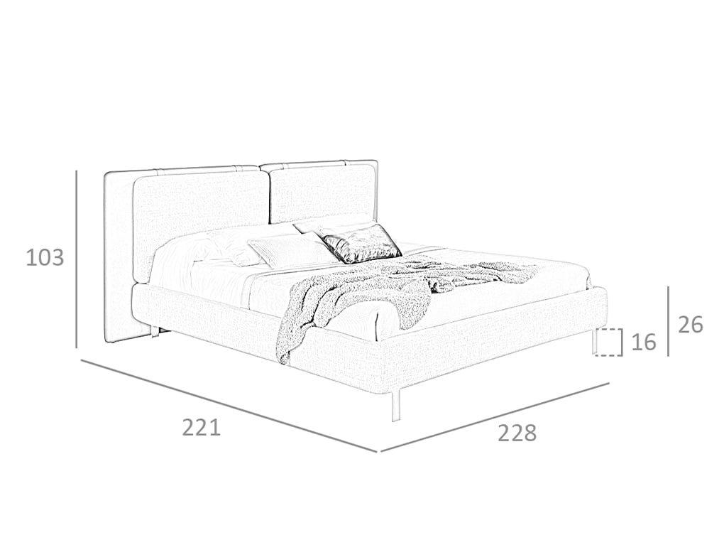 ANGEL CERDA Bett aus Stoff, Kunstleder und Stahl