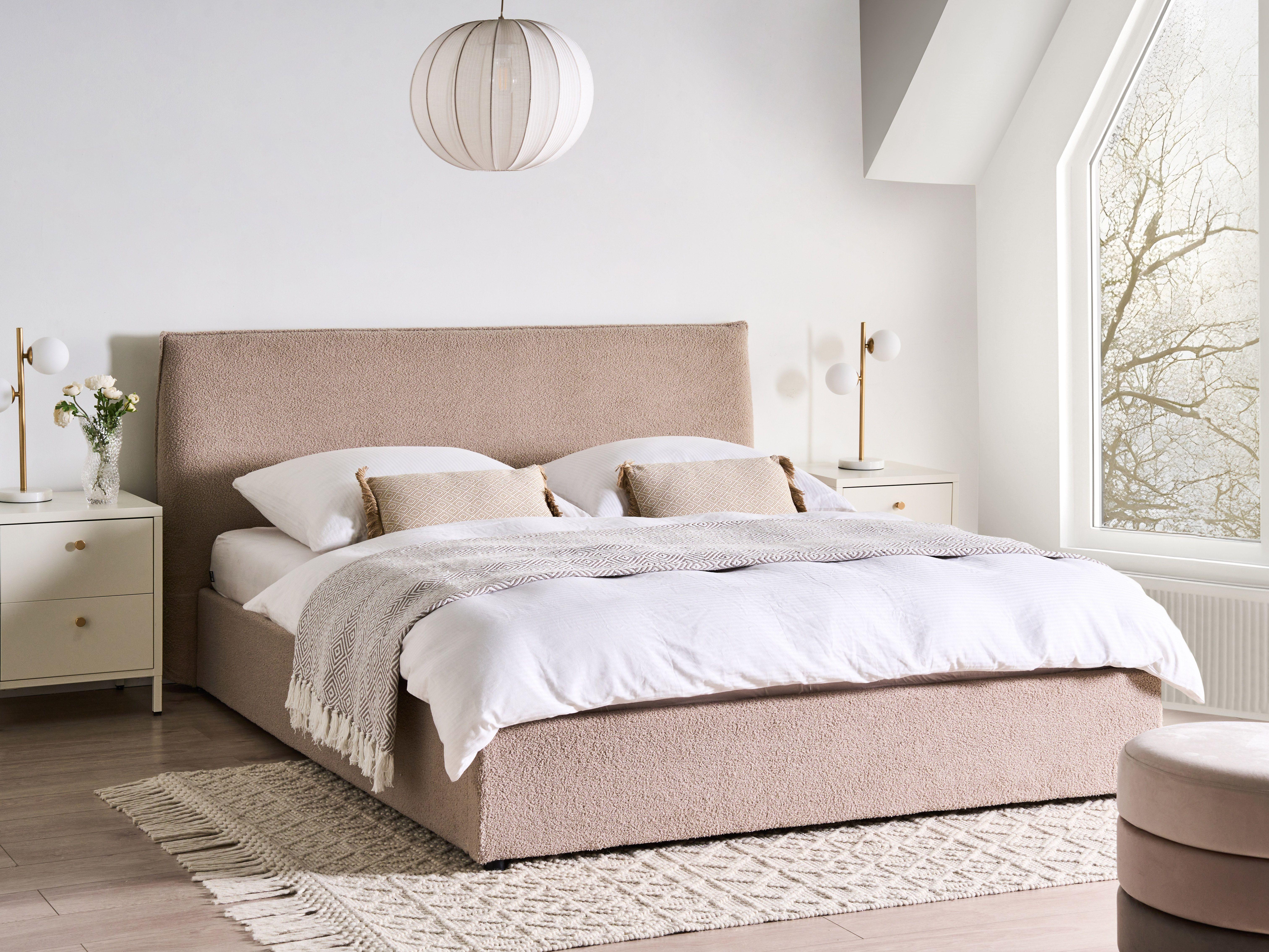Beliani Bett mit Stauraum aus Bouclé Klassisch LAVAUR