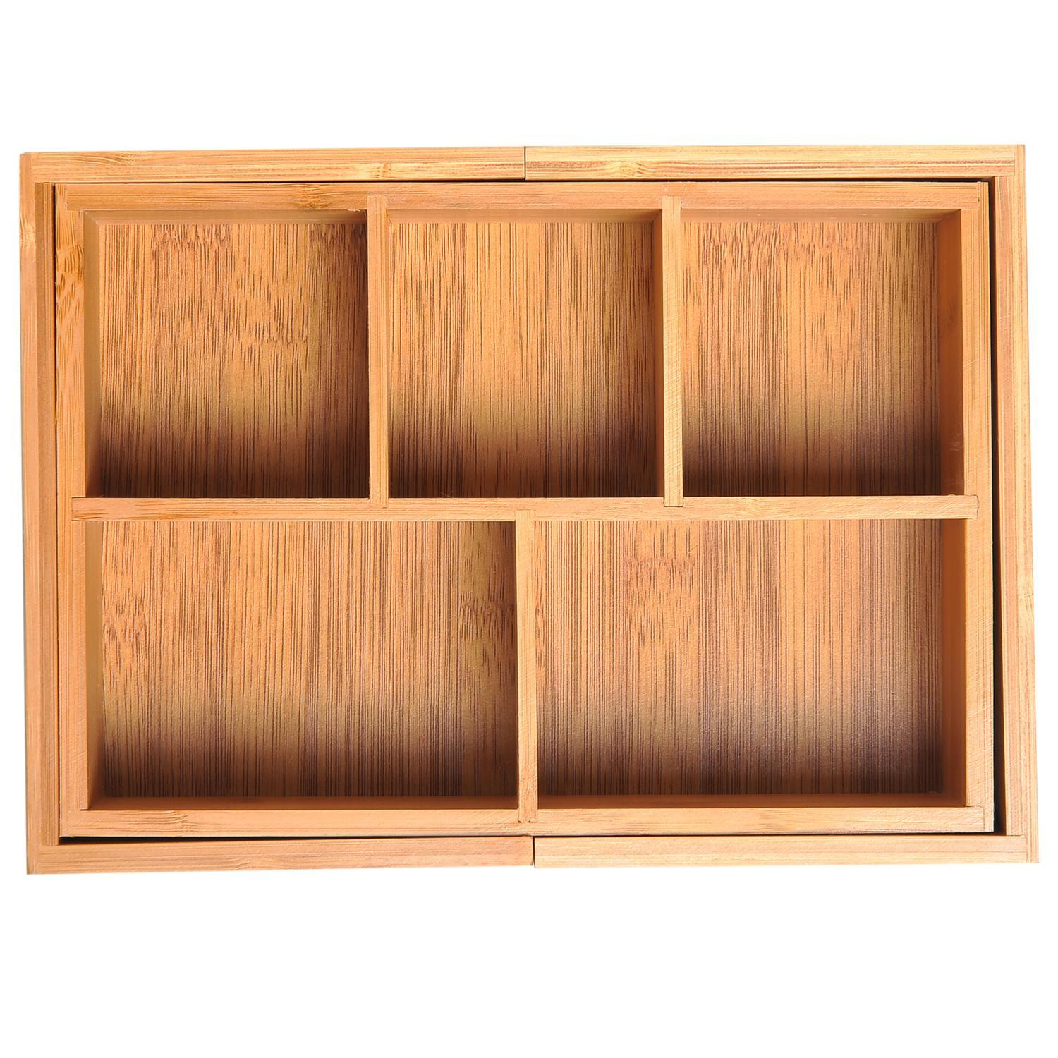Northio Aufbewahrungsbox Ordnungsbox Schubladen, Organizer Ausziehbar, Bambus, Natur, 24,6 X 17,6 X 7 Cm