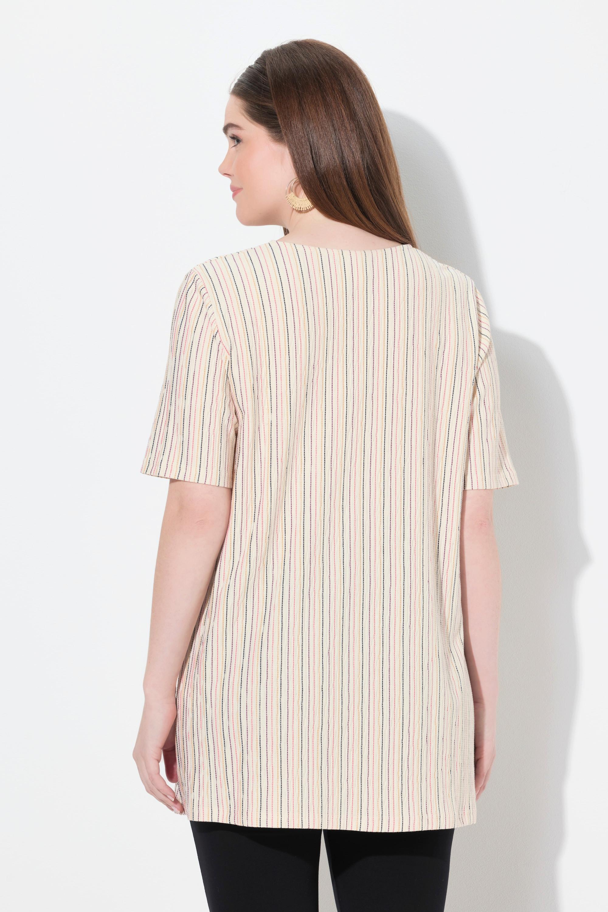 Ulla Popken T-Shirt Wickeloptik V-Ausschnitt Halbarm Biobaumwolle